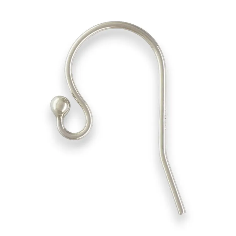 🆕🔗 Earhook / Shepherd Hook (Heavy #2 with Beaded End) in Sterling Silver | Pair 💍💍
