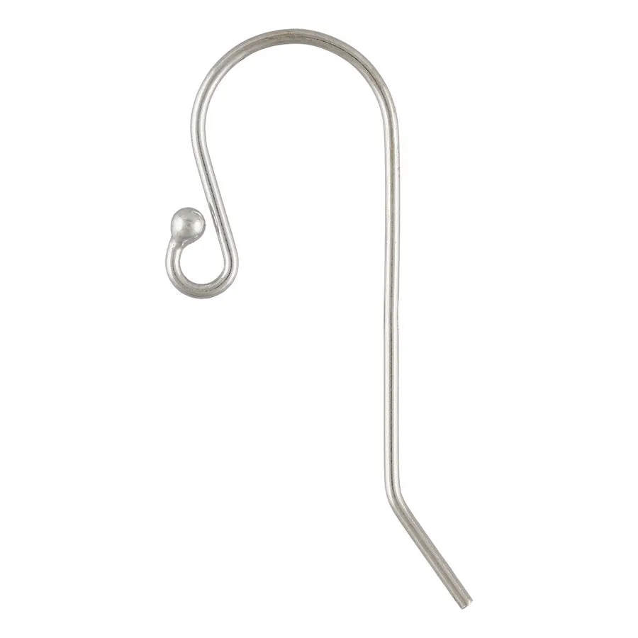 🆕🔗 Earhook / Shepherd Hook (Medium #2 with Beaded End, Long) in Sterling Silver | Pair 💍💍