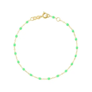 18K Gold and Neon Green Resin Beaded "Classic" Bracelet