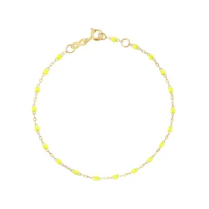 18K Gold and Neon Yellow "Lime" Resin Beaded "Classic" Bracelet