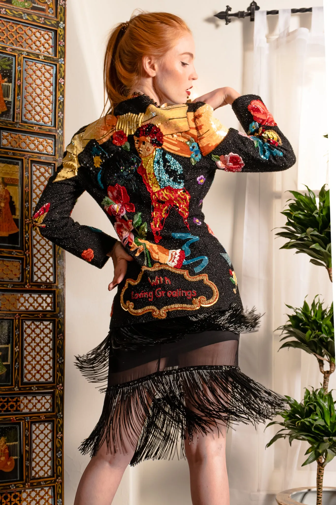 1991 S/S Floral Matador Beaded Jacket