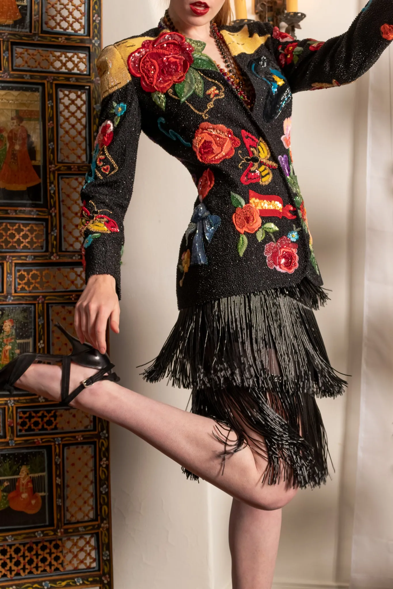 1991 S/S Floral Matador Beaded Jacket