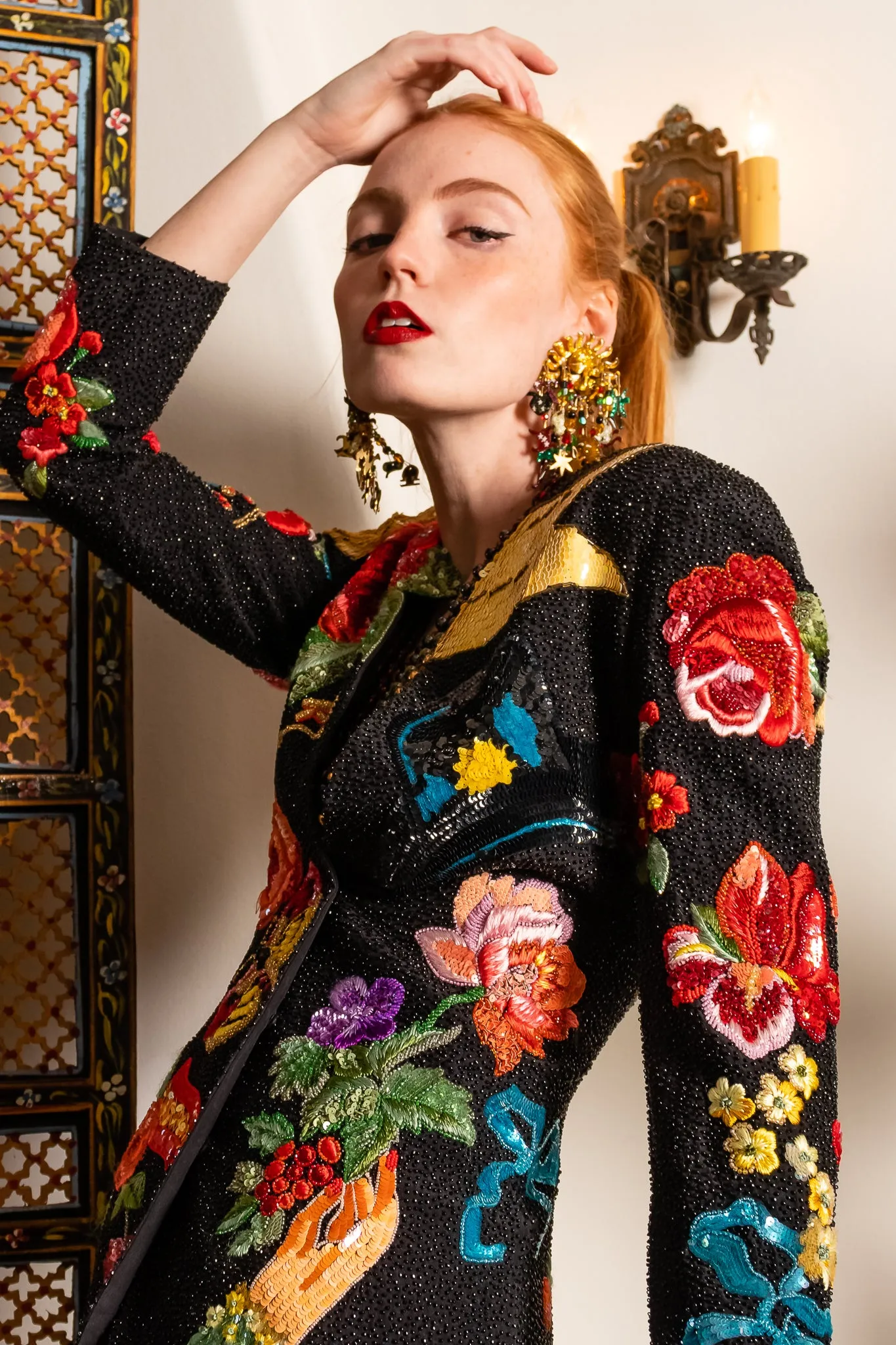 1991 S/S Floral Matador Beaded Jacket