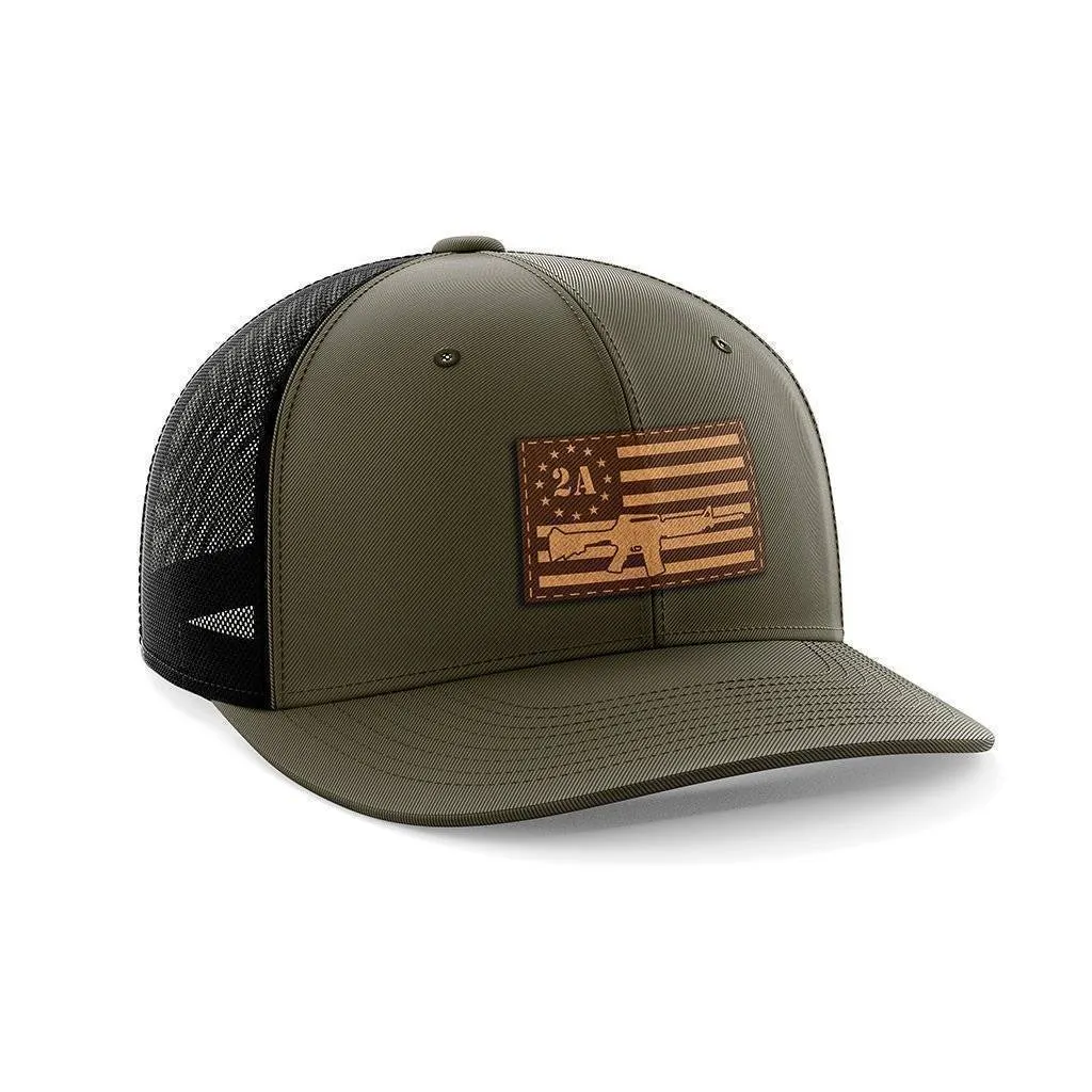 2nd Amendment AR15 Leather Patch Hat