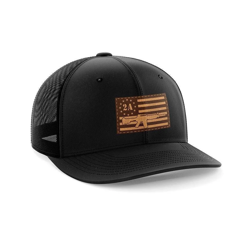 2nd Amendment AR15 Leather Patch Hat
