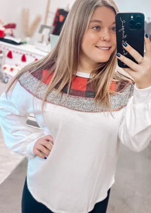 Anna Buffalo Plaid Colorblock Top