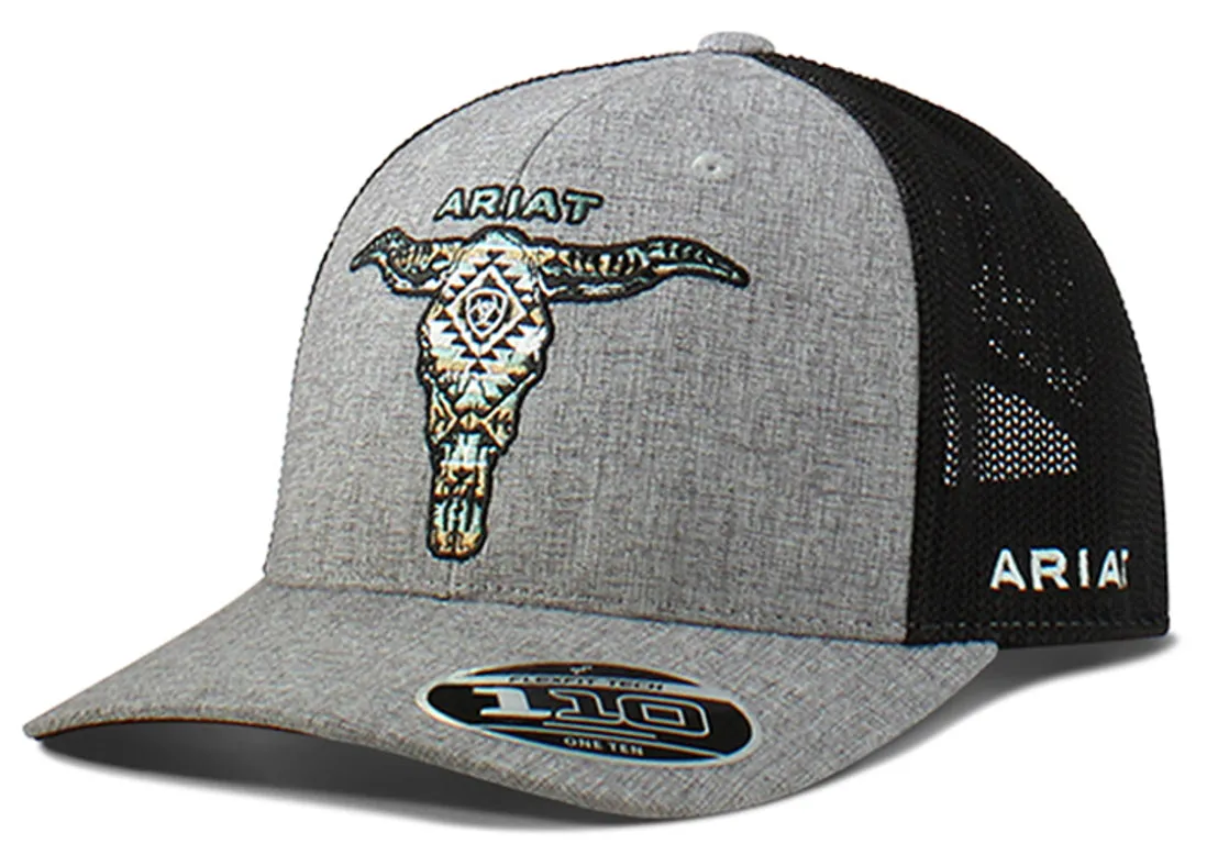 ARIAT SNAP BACK LONGHORN GREY - HATS CAP