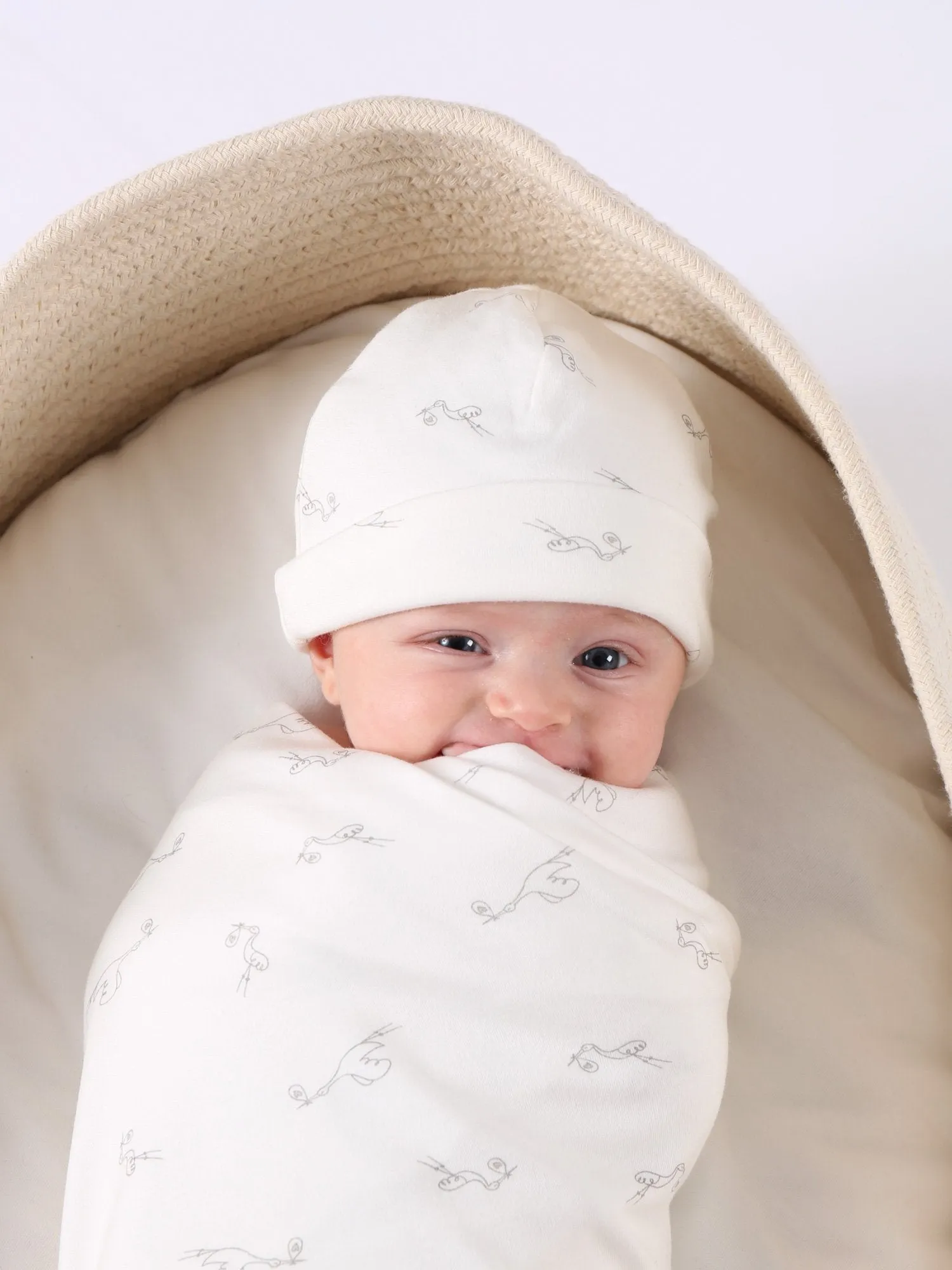 Baby Beanie - Stork Print