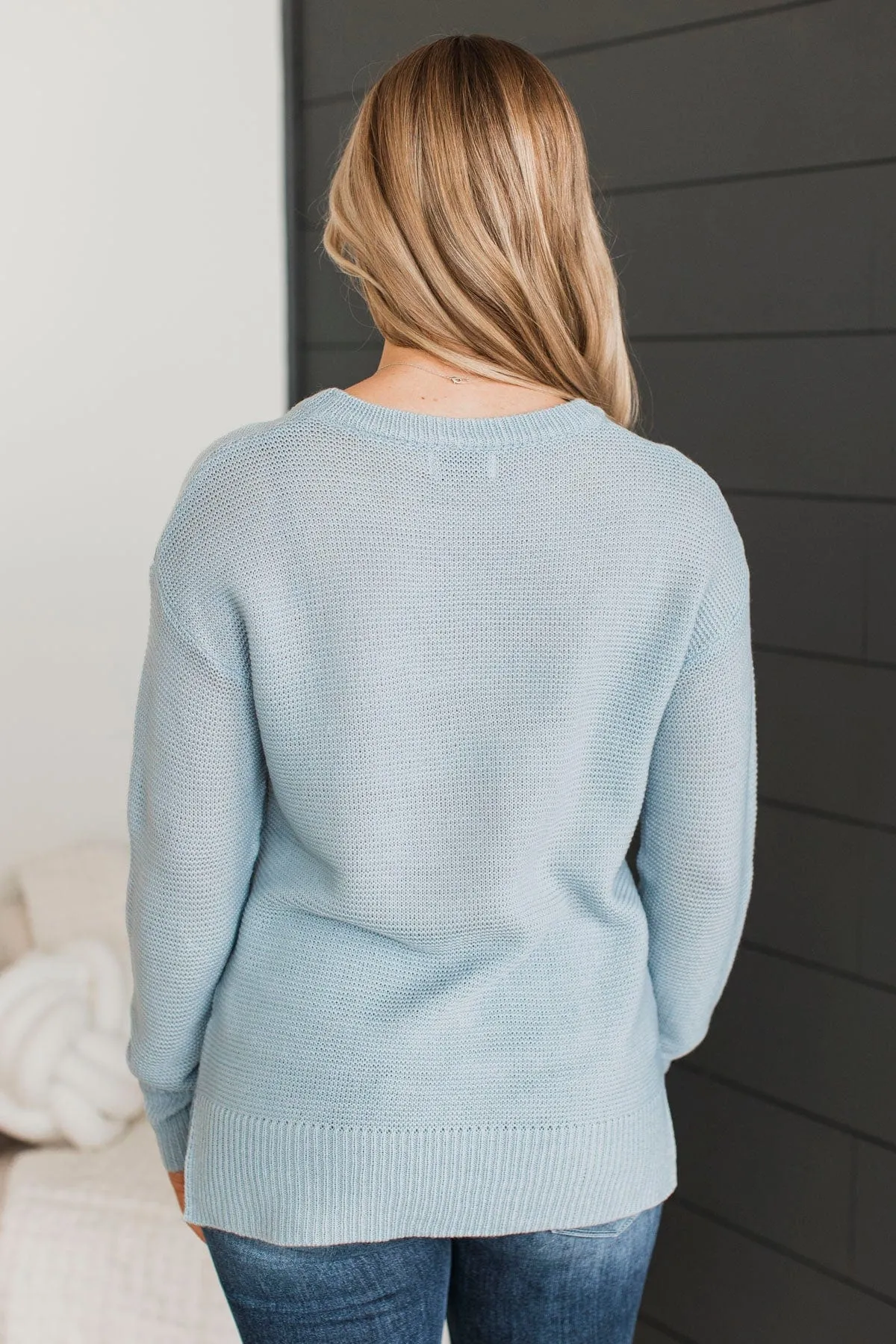 Be Fashionable Knit Sweater- Dusty Blue