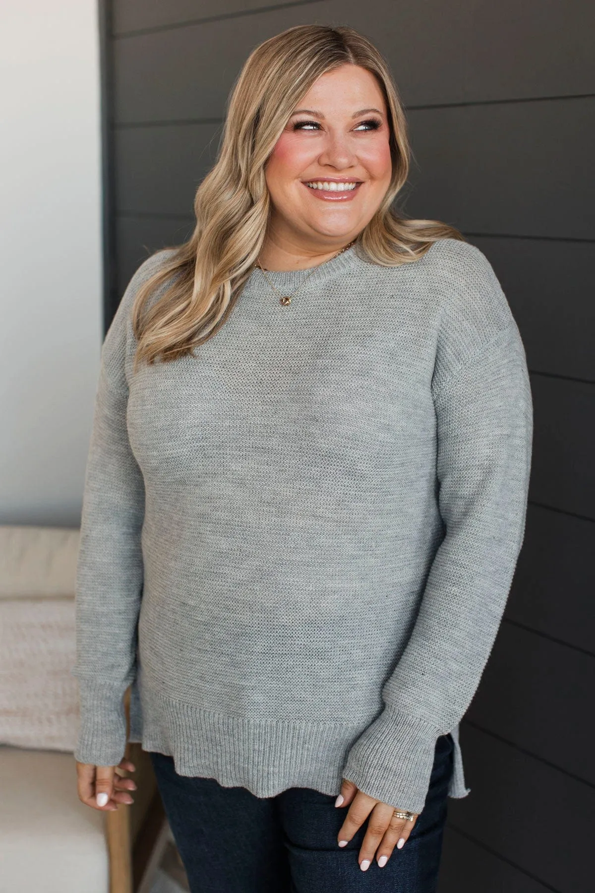 Be Fashionable Knit Sweater- Light Grey