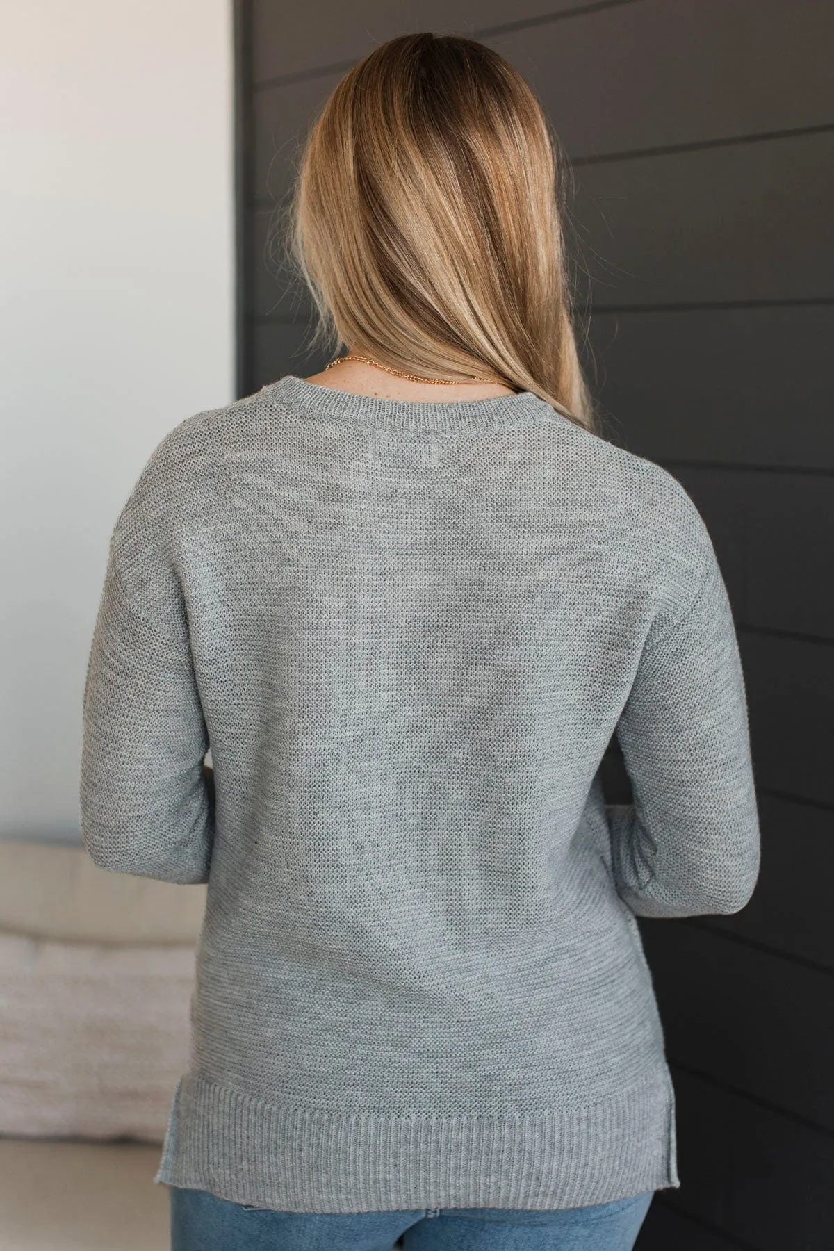 Be Fashionable Knit Sweater- Light Grey
