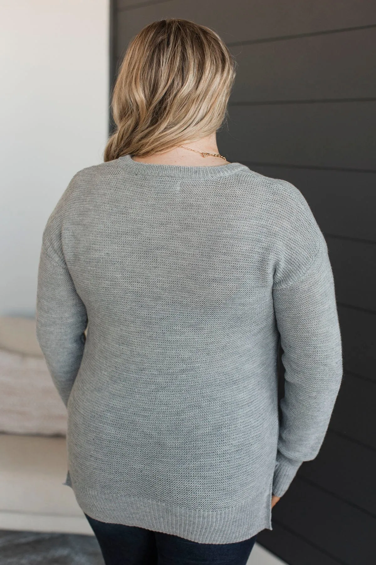 Be Fashionable Knit Sweater- Light Grey