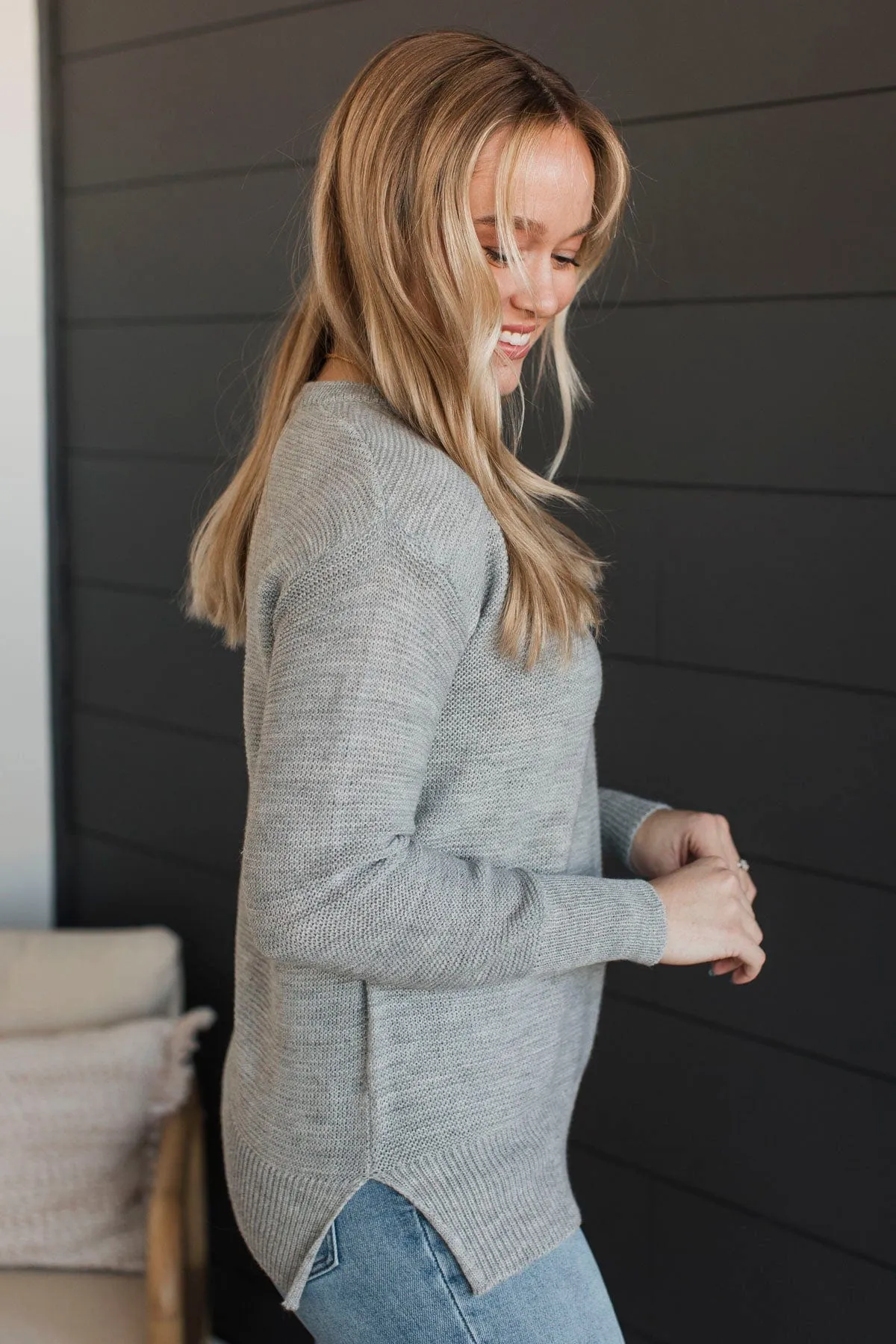 Be Fashionable Knit Sweater- Light Grey
