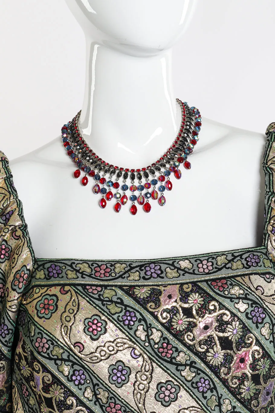 Beaded Dangle Crystal Collar Necklace
