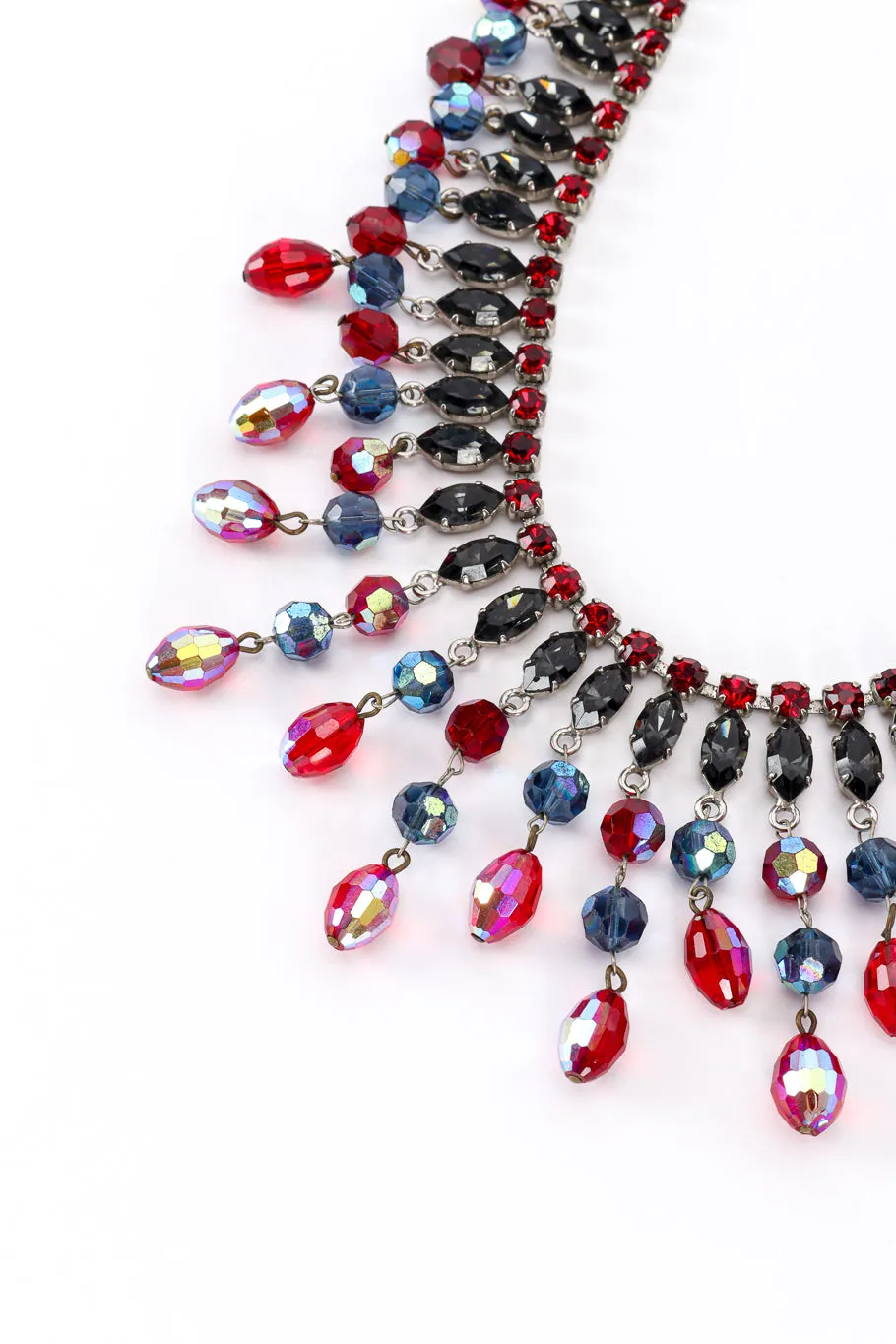 Beaded Dangle Crystal Collar Necklace