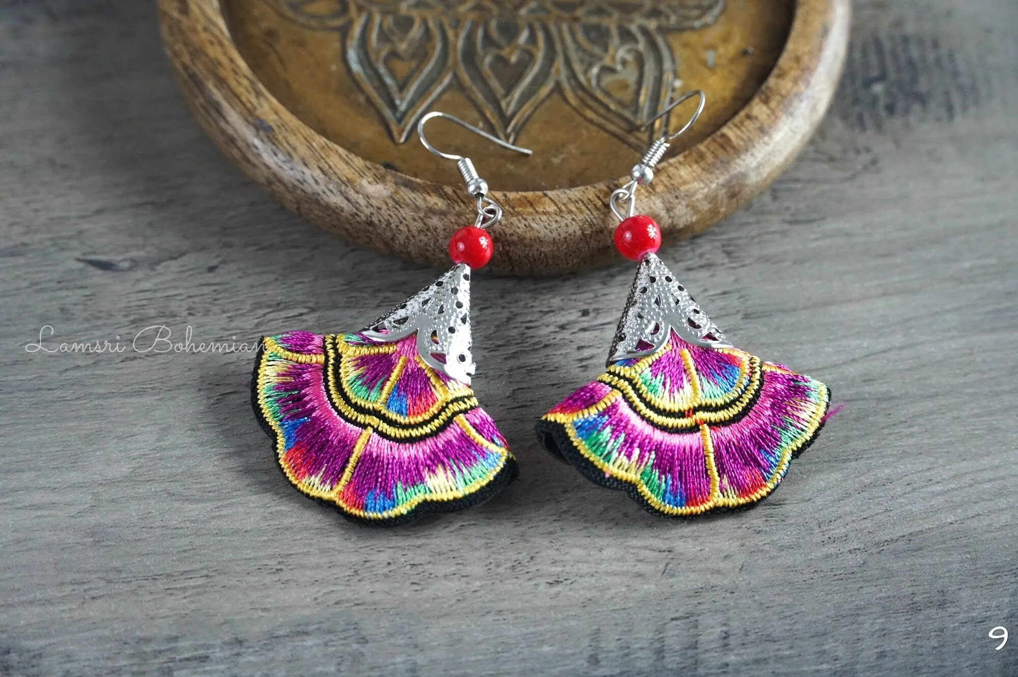 Boho Bloom Embroidered Earrings