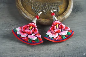Boho Rose Embroidered Earrings