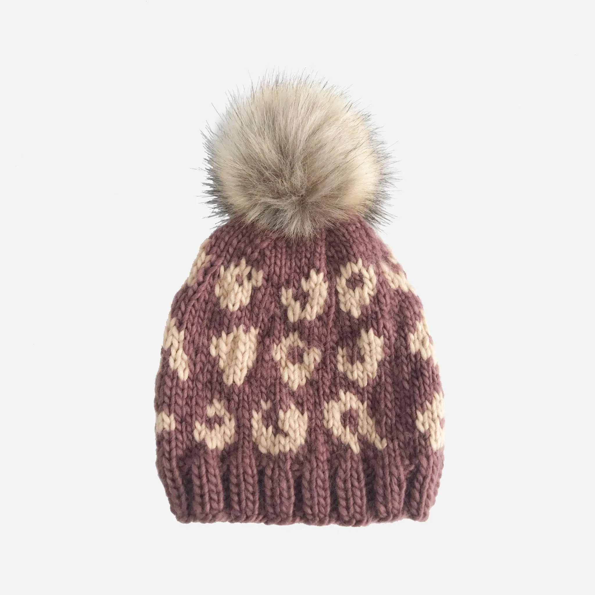 Cheetah Acrylic Hand Knit Hat-2-5 yr