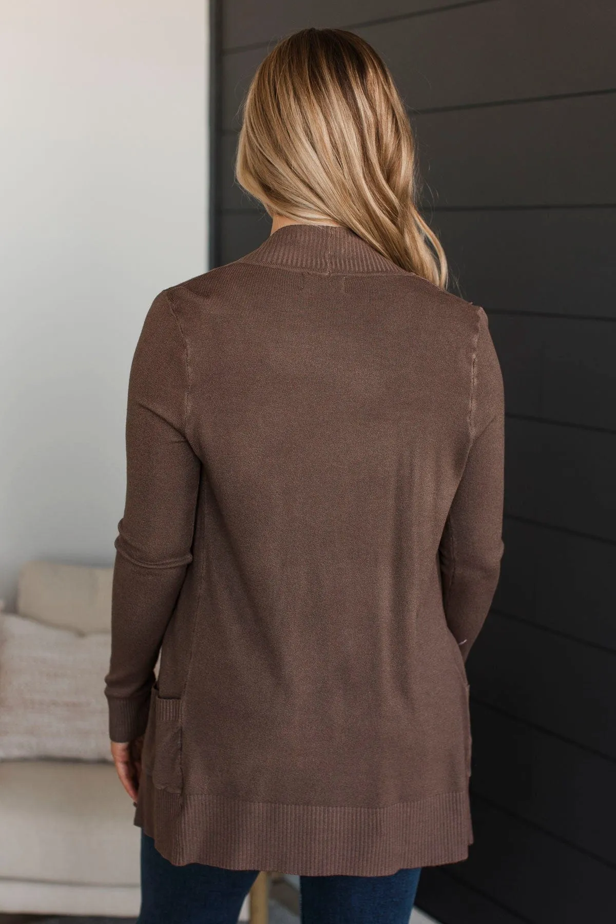 Comfortable With Myself Knit Cardigan- Cocoa
