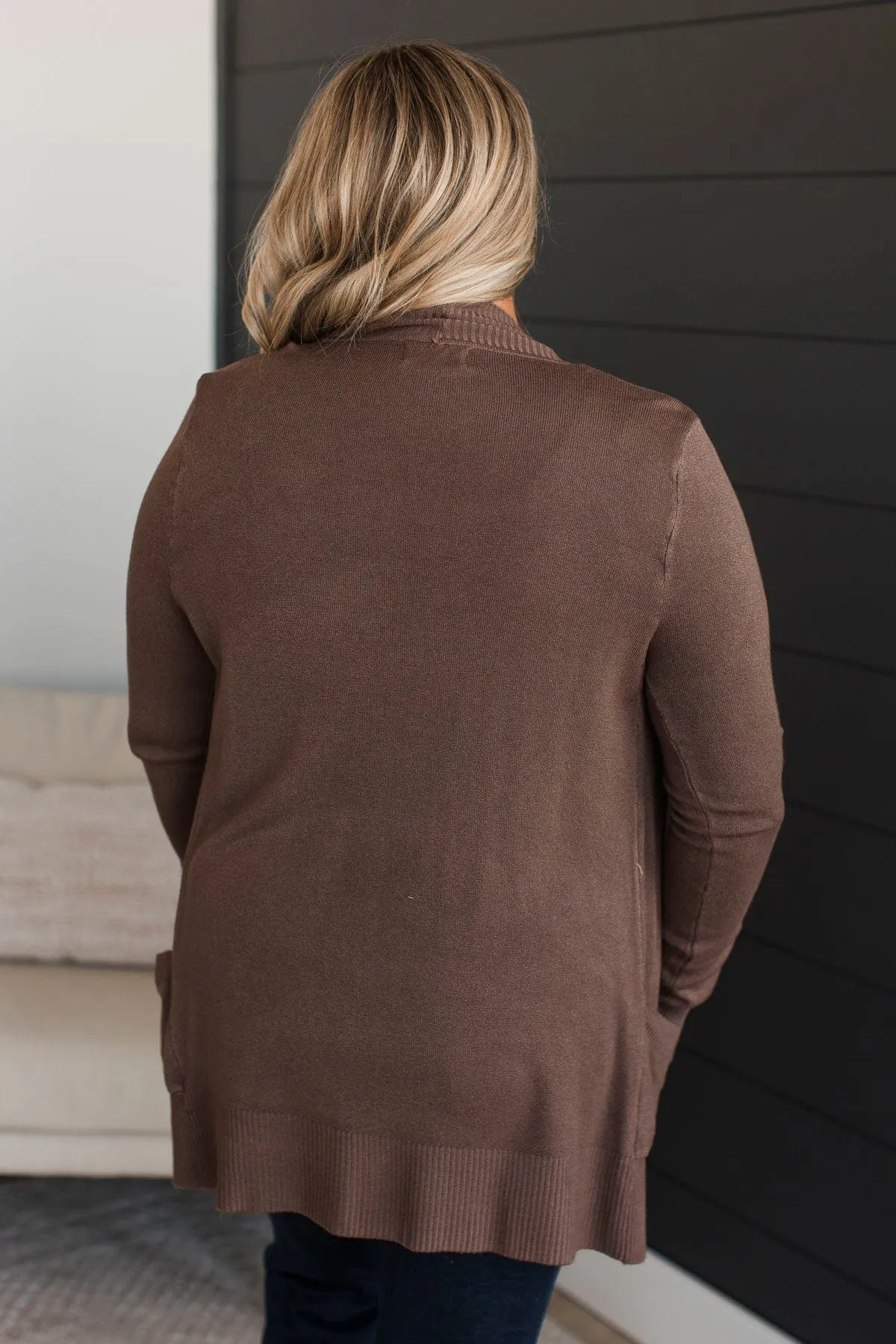 Comfortable With Myself Knit Cardigan- Cocoa