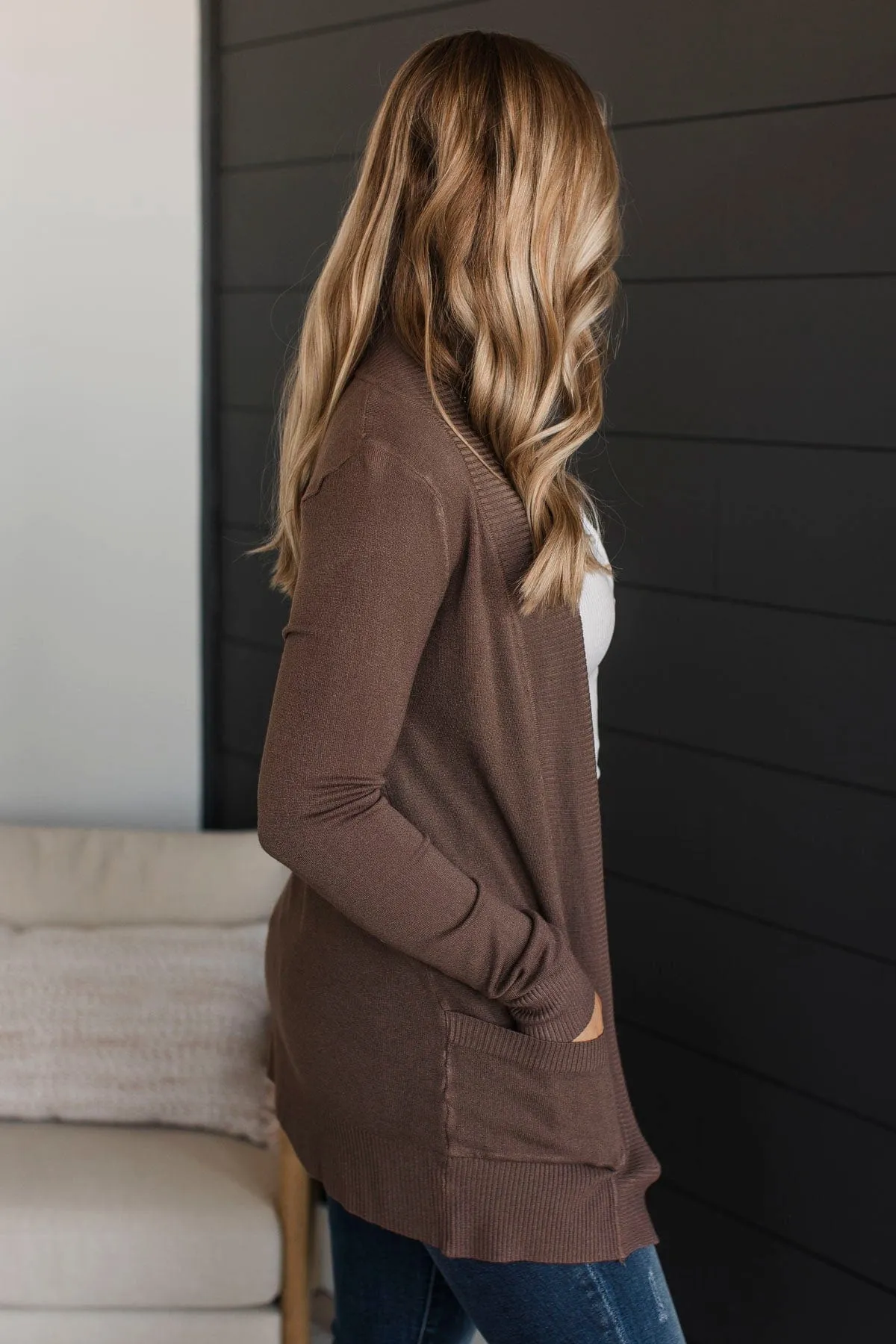 Comfortable With Myself Knit Cardigan- Cocoa
