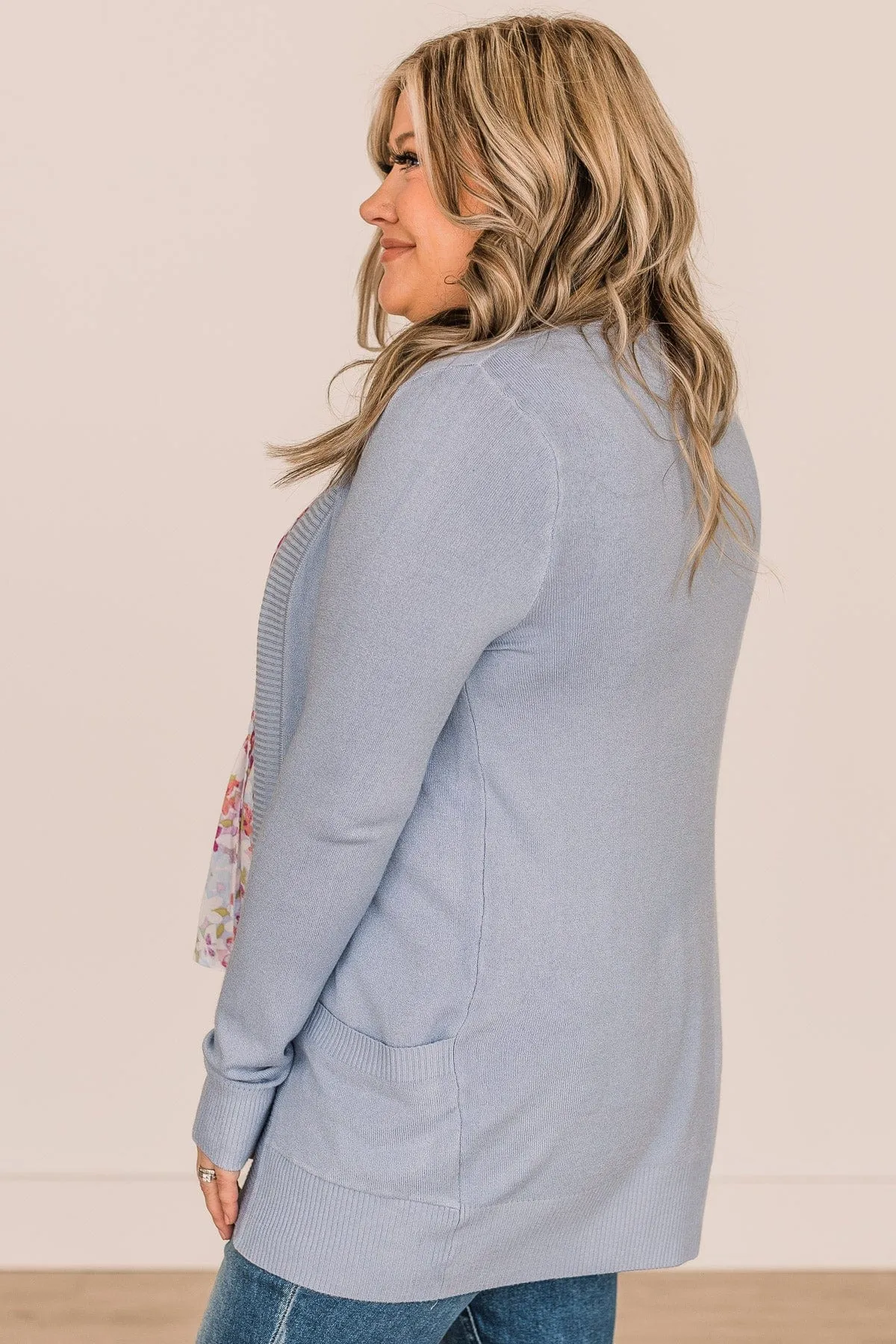 Comfortable With Myself Knit Cardigan- Periwinkle