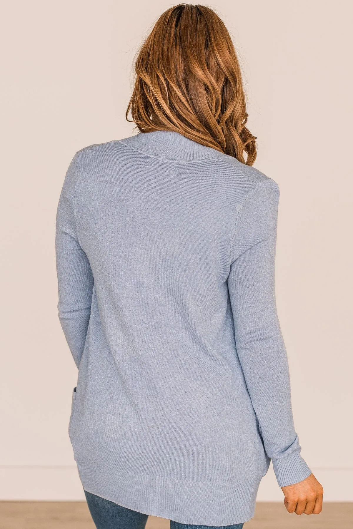 Comfortable With Myself Knit Cardigan- Periwinkle