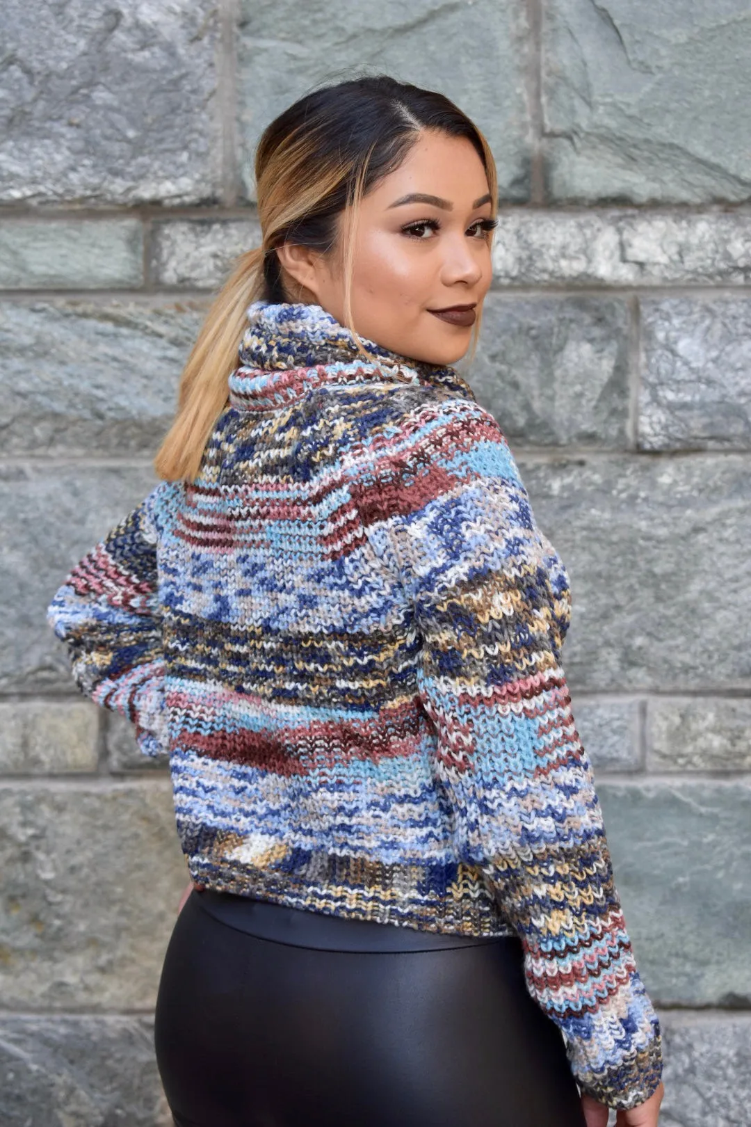 Cozy Up Multi Color Crop Sweater