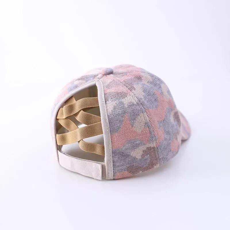 Crochet Knitted Camo Hats with Criss-Cross Back -- 2 Colors!