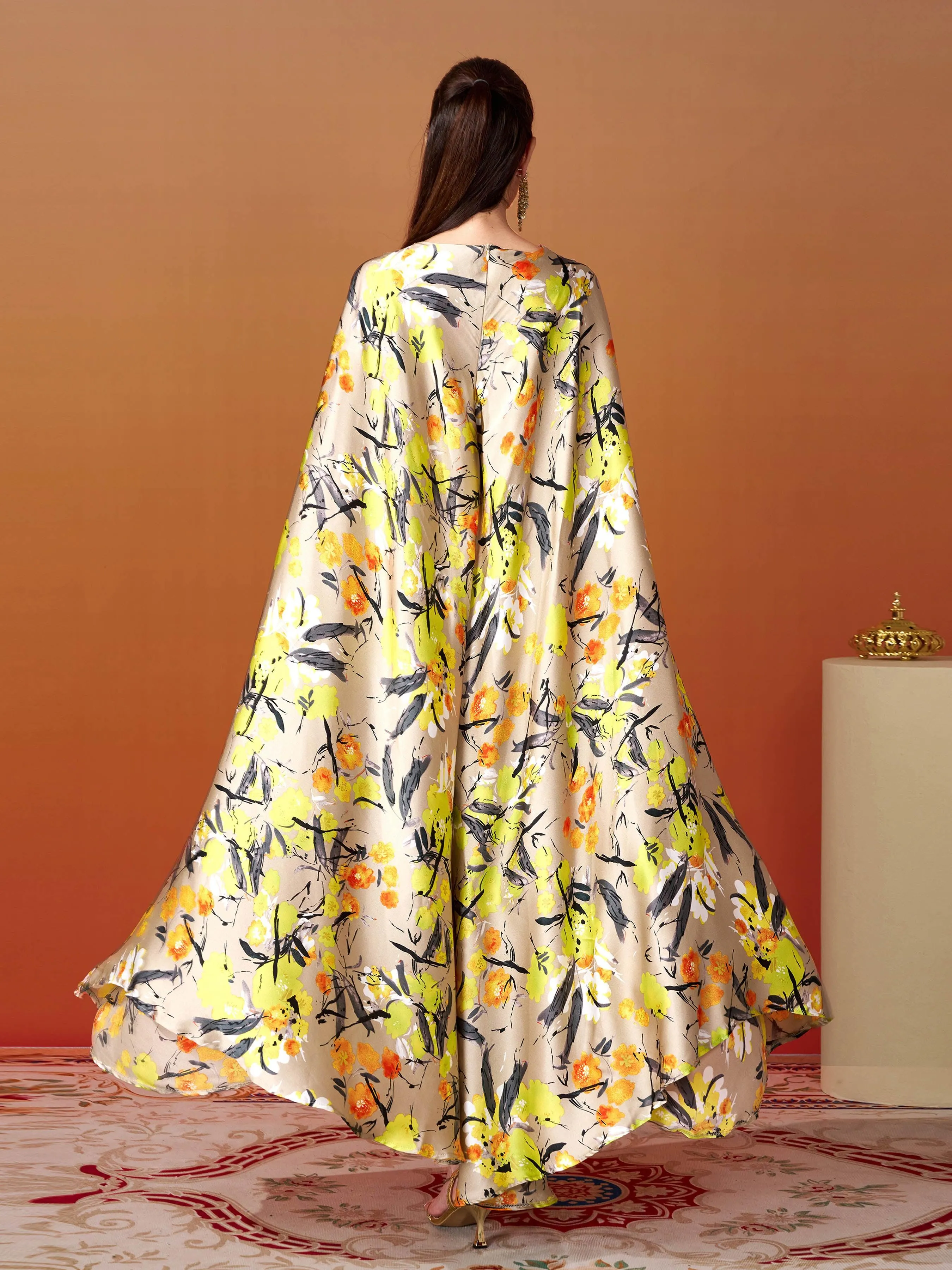 Embroidered Flower Neck Floral Dress MES00406