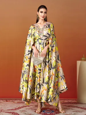 Embroidered Flower Neck Floral Dress MES00406