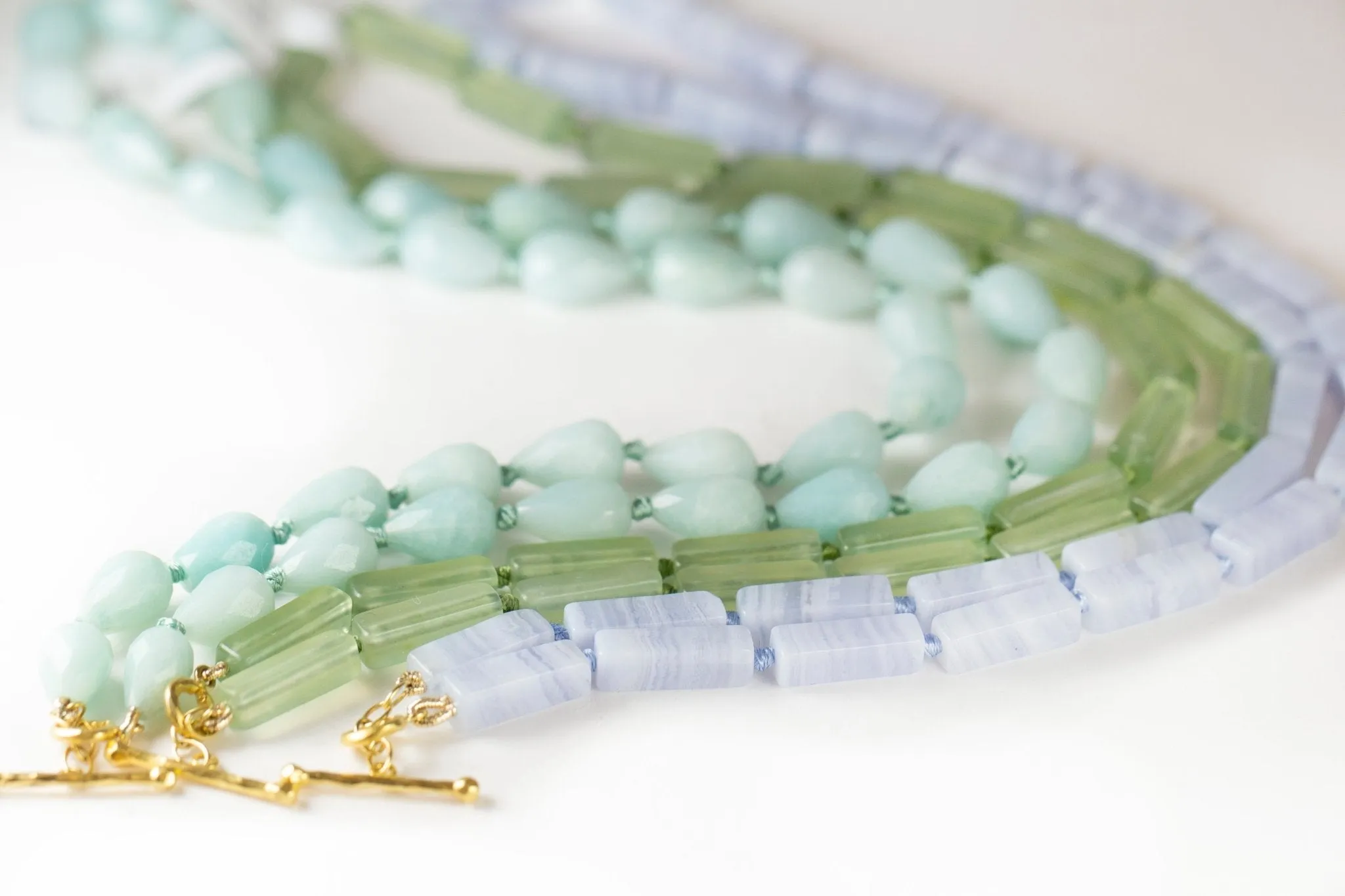 Faceted Teardrop Amazonite Beaded Necklace
