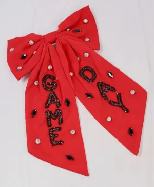 Game Day Bow Barrette Red