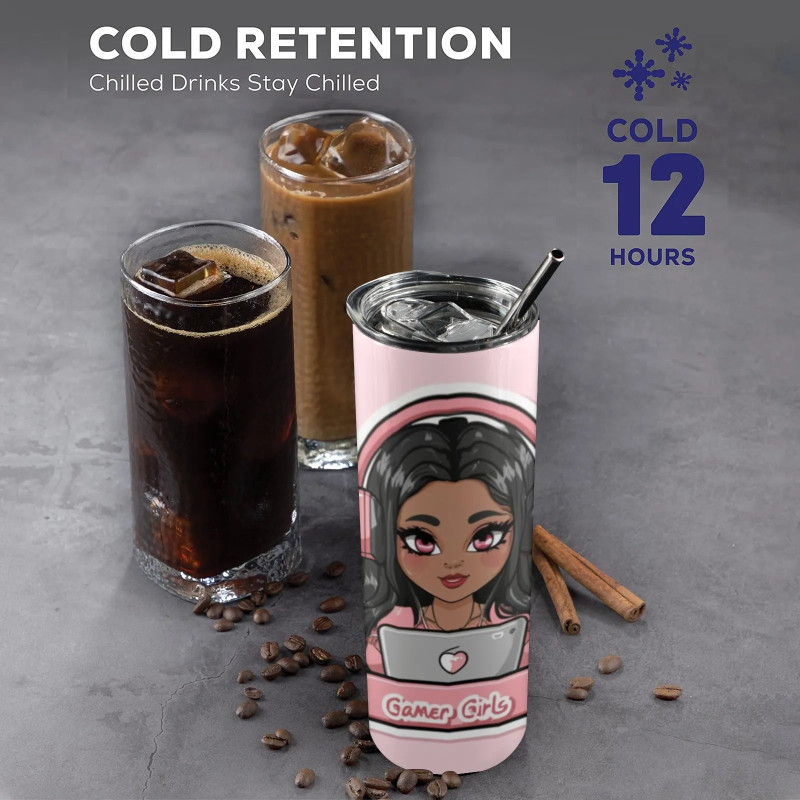 Gamer Girl 20oz Tall Skinny Tumbler with Lid and Straw