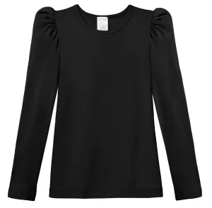 Girls Soft Cotton Puff Long Sleeve Tee | Black