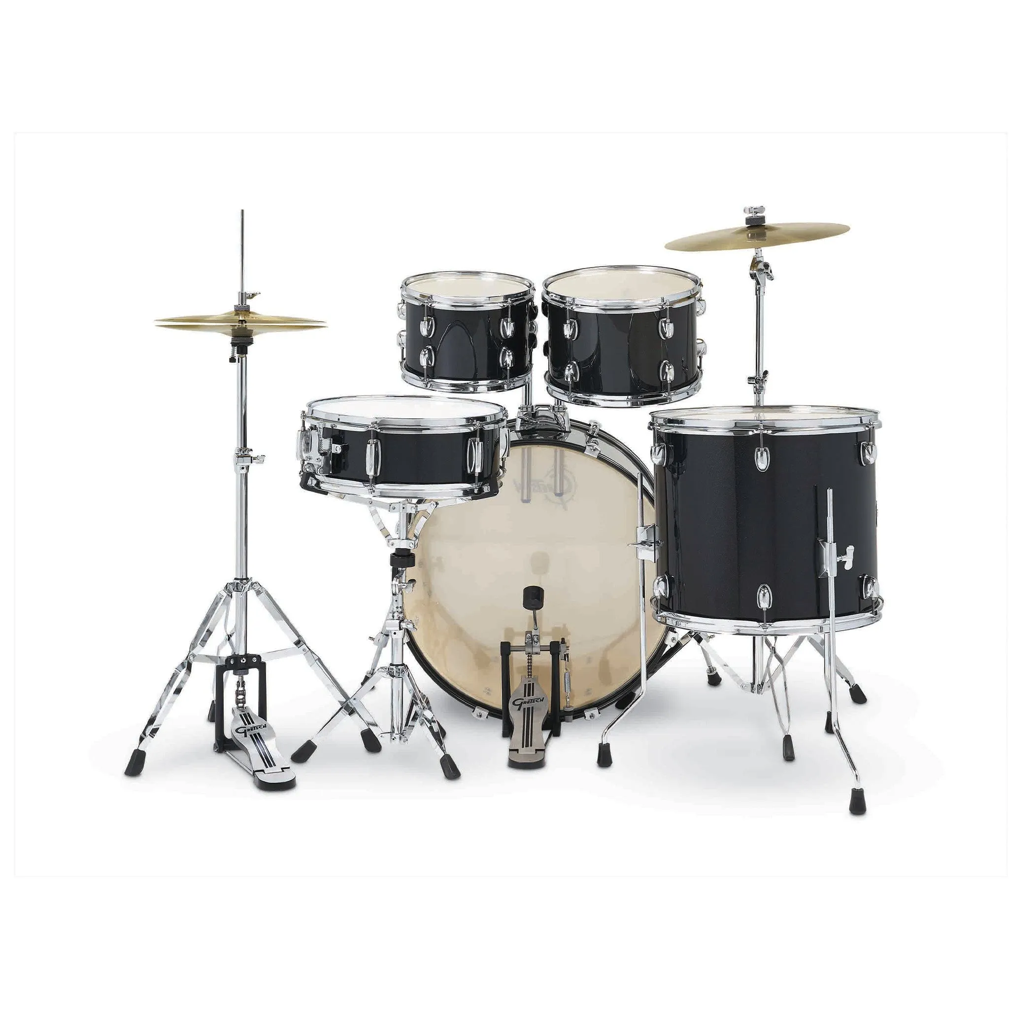 Gretsch RGE625BM Renegade 5-Piece Drum Kit w/Hardware Cymbals(13H 15CR), Black Mist