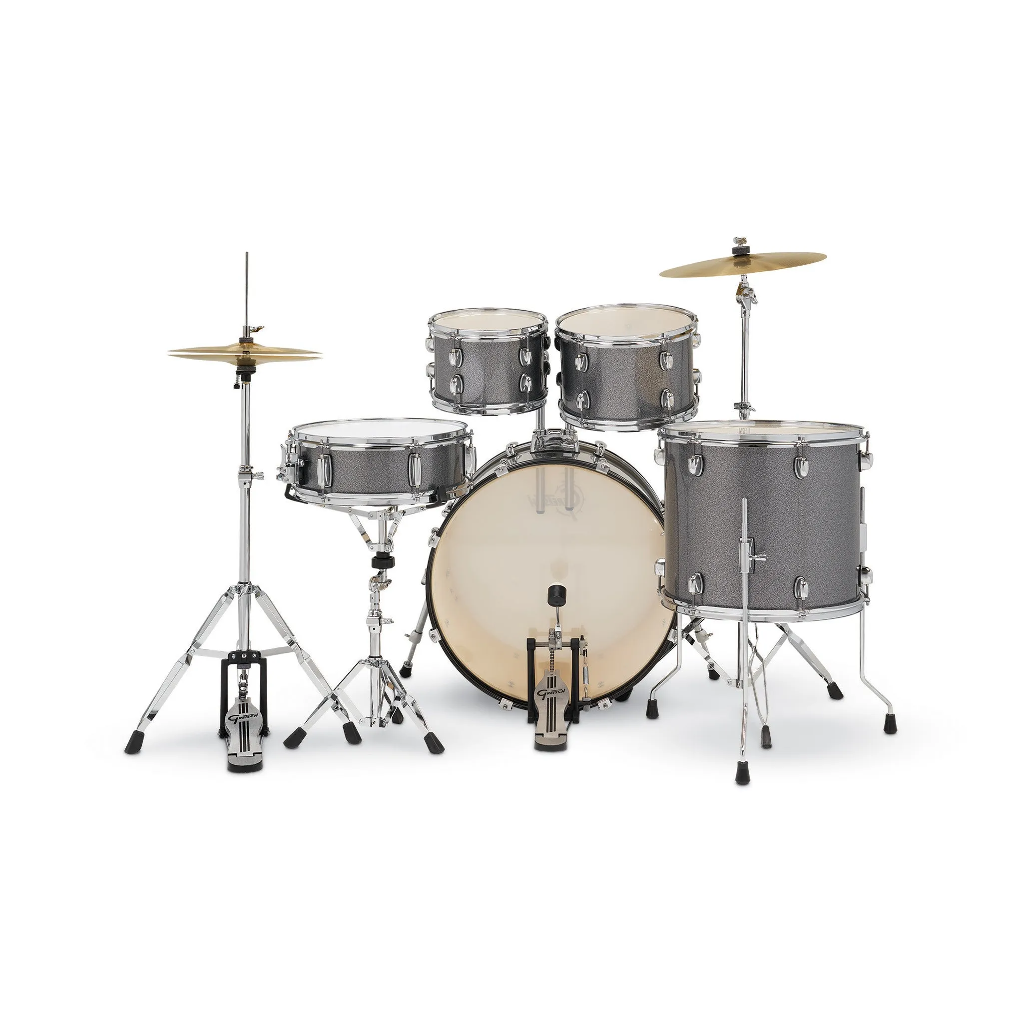 Gretsch RGE625GS Renegade 5-Piece Drum Kit w/Hardware Cymbals(13H 15CR), Grey Sparkle
