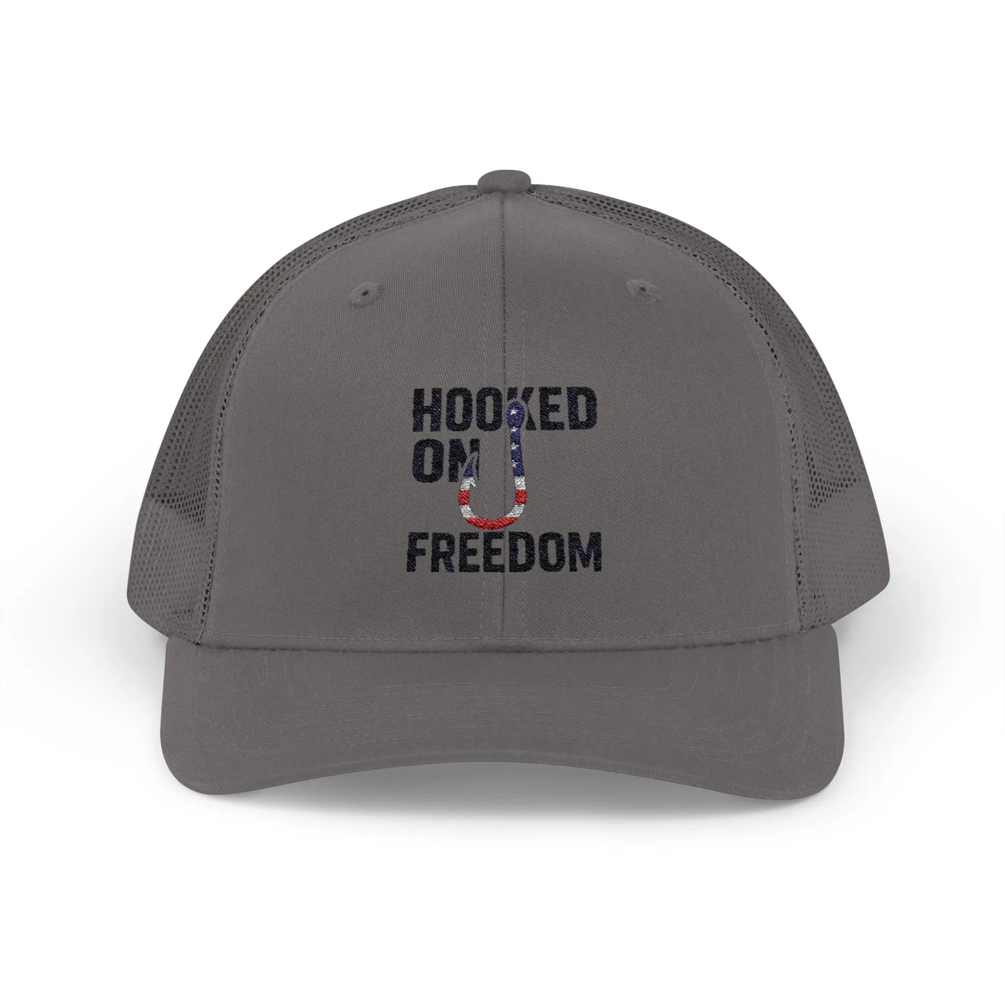 Hooked on Freedom Snapback Cap - Trendy Mesh Hat, Patriotic Gift, Outdoor Wear, Summer Style, Freedom Lovers