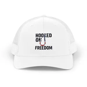Hooked on Freedom Snapback Cap - Trendy Mesh Hat, Patriotic Gift, Outdoor Wear, Summer Style, Freedom Lovers