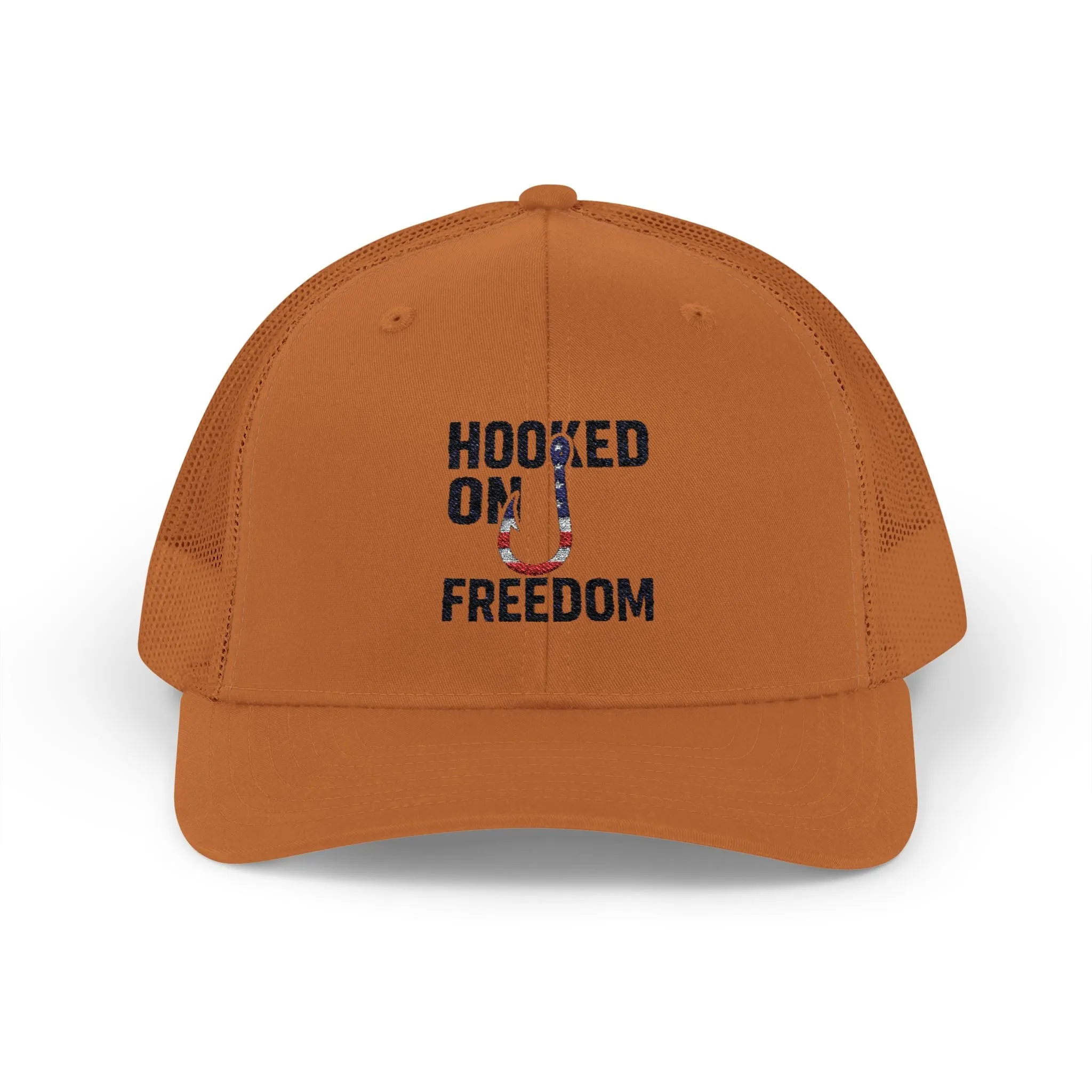 Hooked on Freedom Snapback Cap - Trendy Mesh Hat, Patriotic Gift, Outdoor Wear, Summer Style, Freedom Lovers