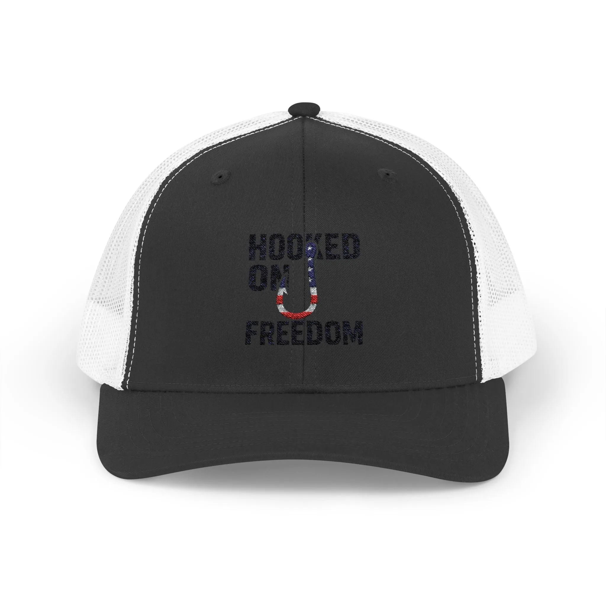 Hooked on Freedom Snapback Cap - Trendy Mesh Hat, Patriotic Gift, Outdoor Wear, Summer Style, Freedom Lovers