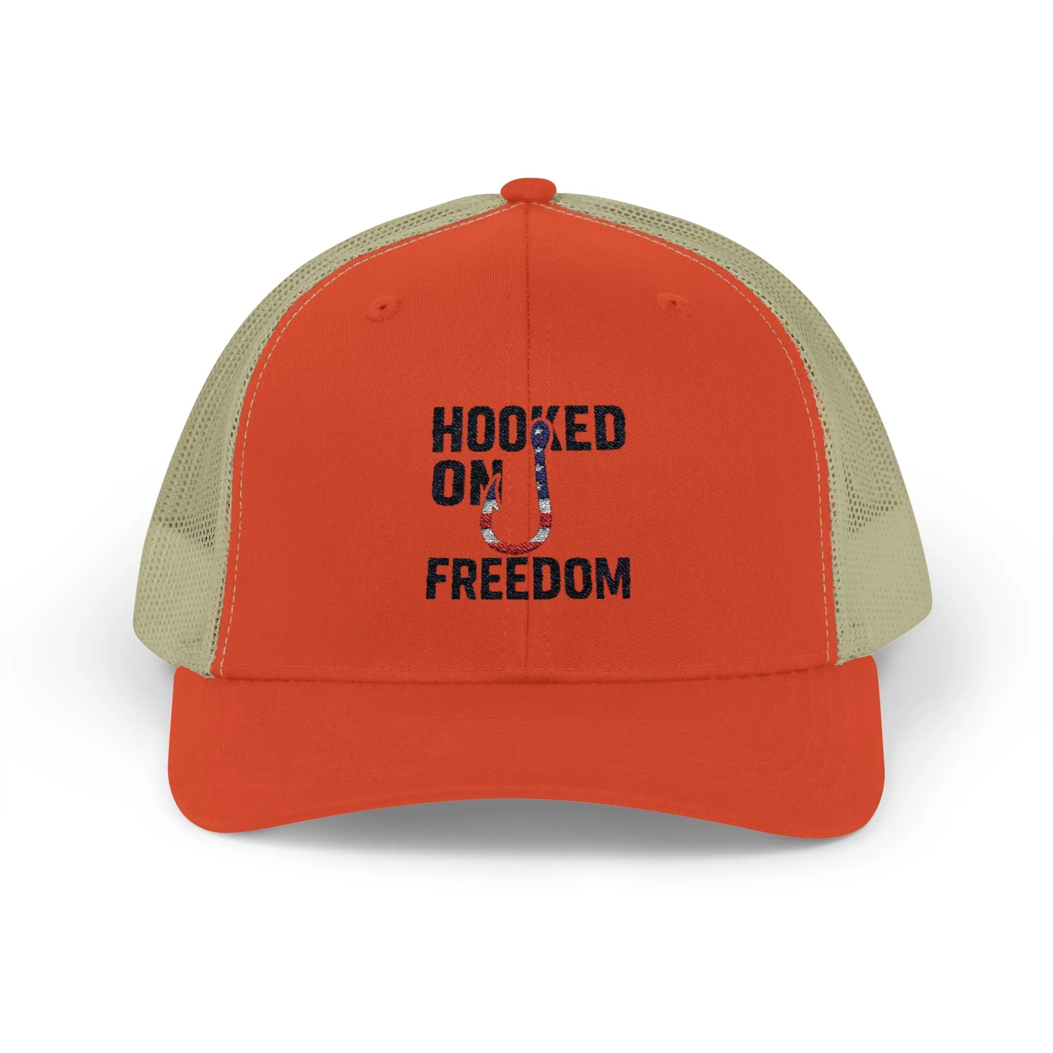 Hooked on Freedom Snapback Cap - Trendy Mesh Hat, Patriotic Gift, Outdoor Wear, Summer Style, Freedom Lovers