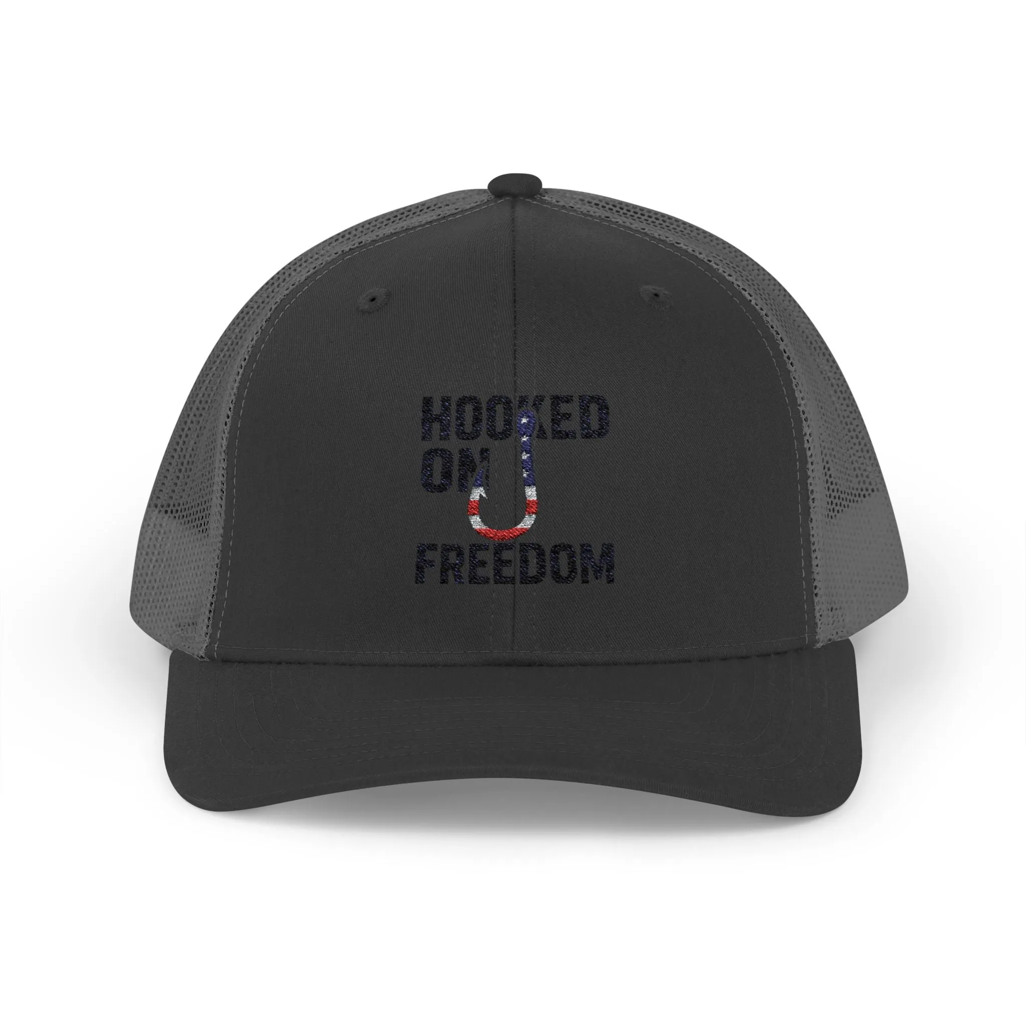 Hooked on Freedom Snapback Cap - Trendy Mesh Hat, Patriotic Gift, Outdoor Wear, Summer Style, Freedom Lovers