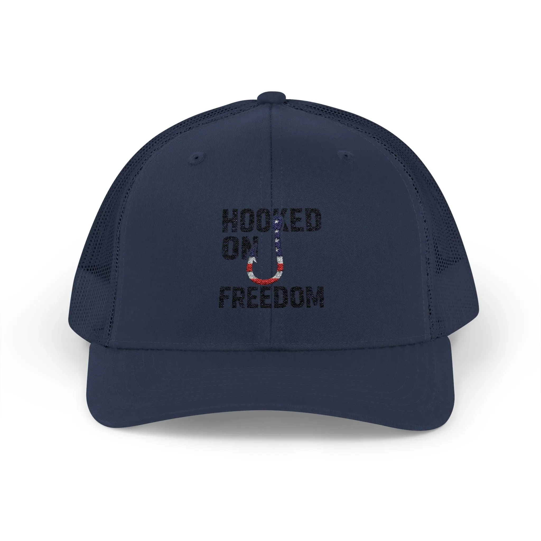 Hooked on Freedom Snapback Cap - Trendy Mesh Hat, Patriotic Gift, Outdoor Wear, Summer Style, Freedom Lovers