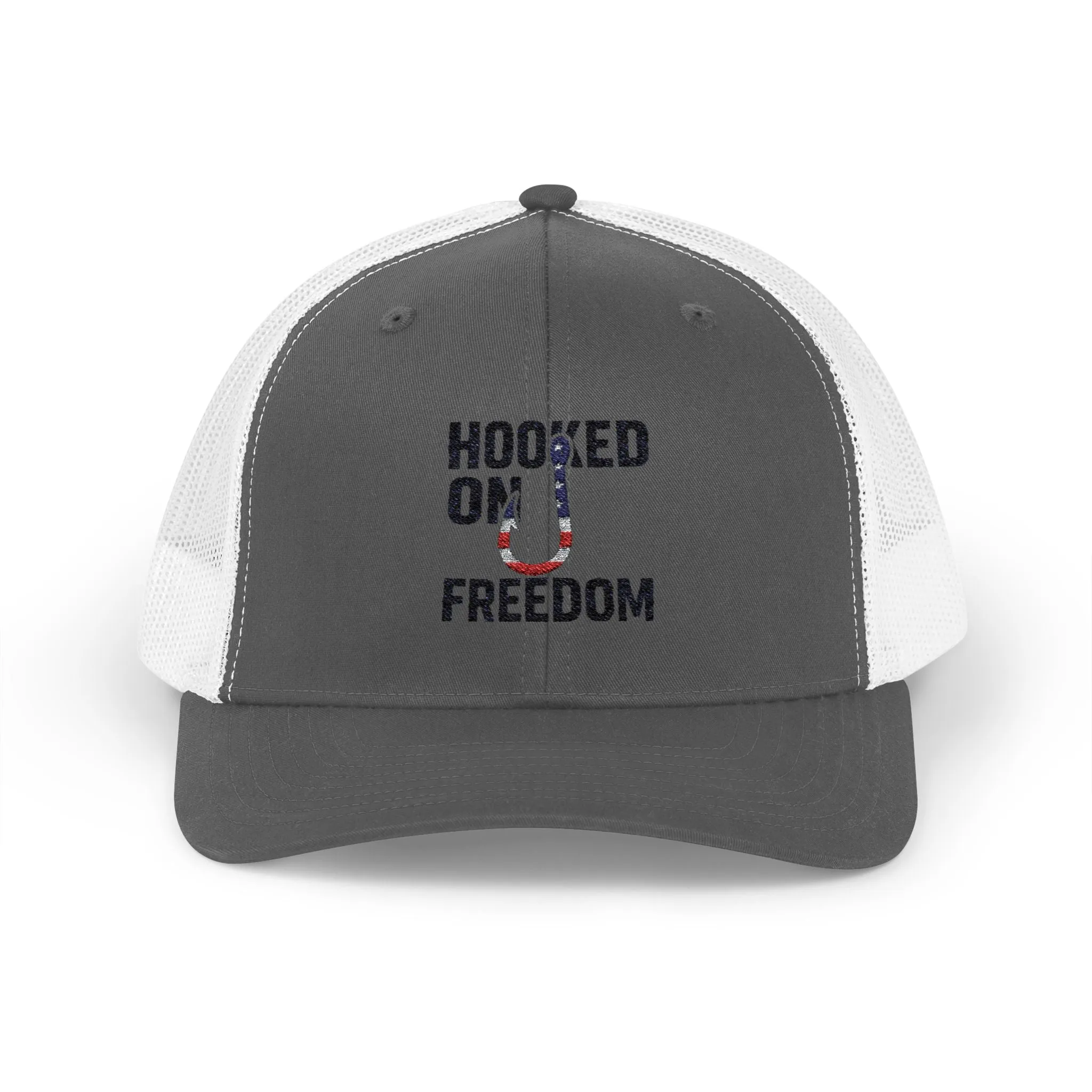 Hooked on Freedom Snapback Cap - Trendy Mesh Hat, Patriotic Gift, Outdoor Wear, Summer Style, Freedom Lovers