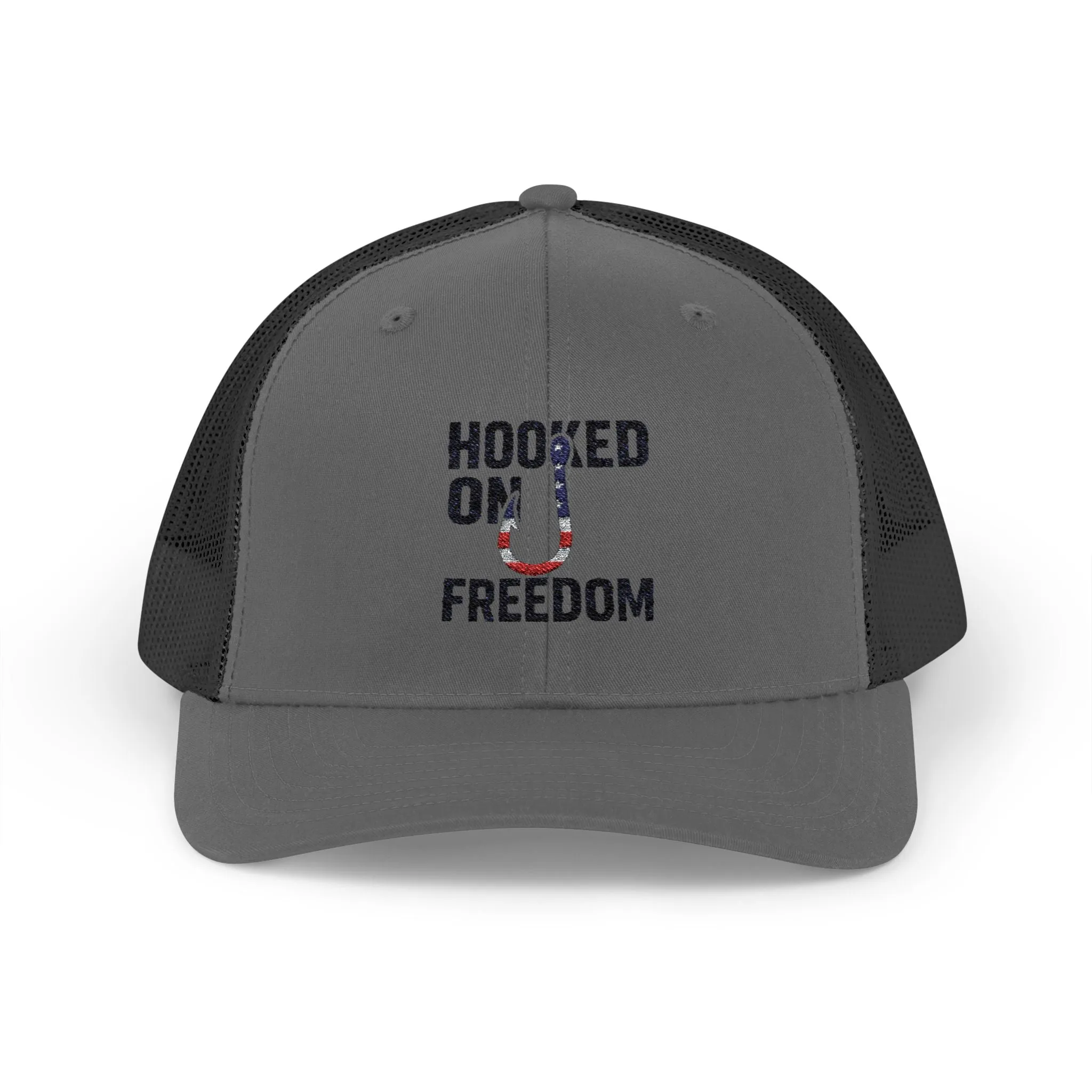 Hooked on Freedom Snapback Cap - Trendy Mesh Hat, Patriotic Gift, Outdoor Wear, Summer Style, Freedom Lovers