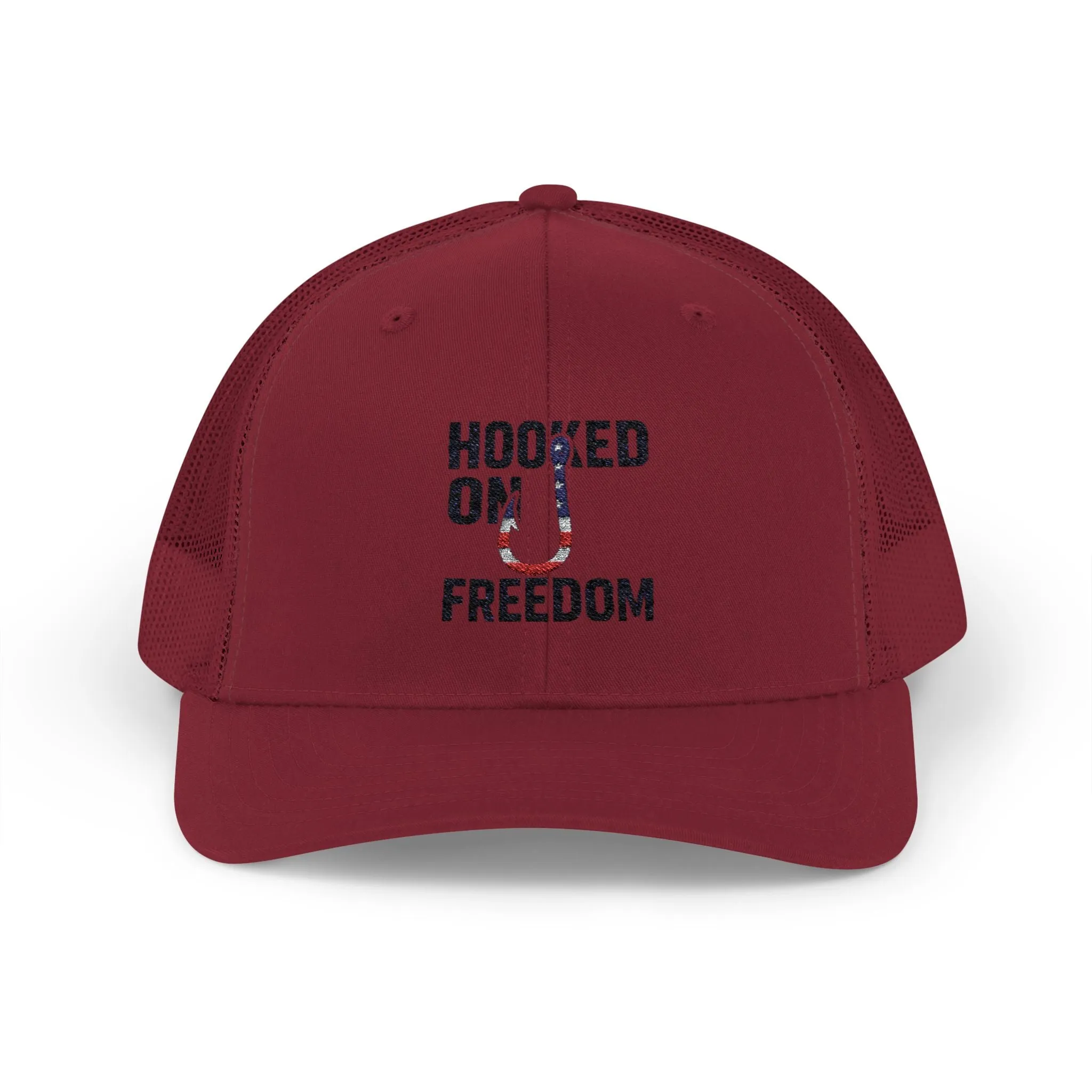 Hooked on Freedom Snapback Cap - Trendy Mesh Hat, Patriotic Gift, Outdoor Wear, Summer Style, Freedom Lovers