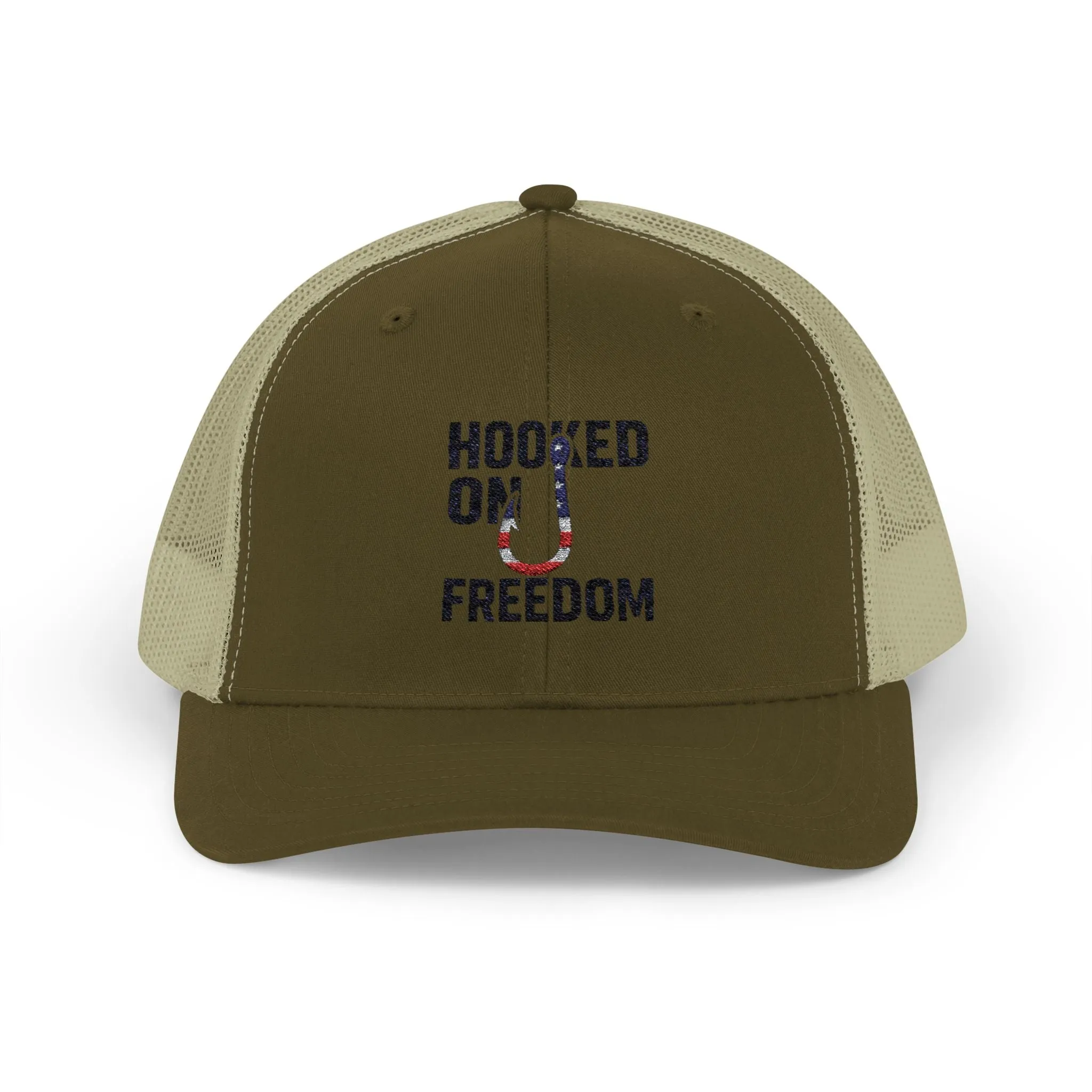 Hooked on Freedom Snapback Cap - Trendy Mesh Hat, Patriotic Gift, Outdoor Wear, Summer Style, Freedom Lovers
