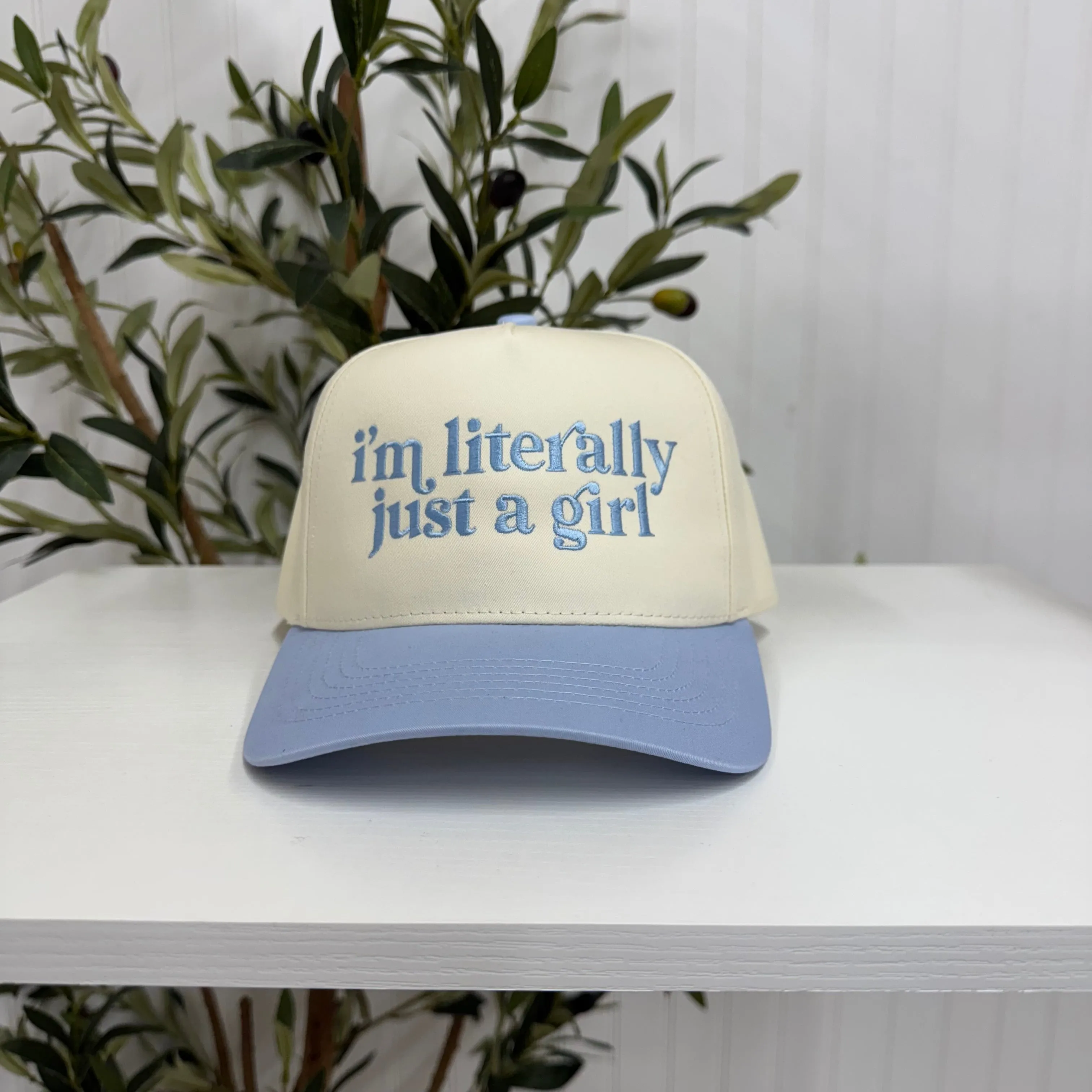 I’m Literally Just A Girl 5-Panel Two-Tone Spring Embroidered Baseball Cap