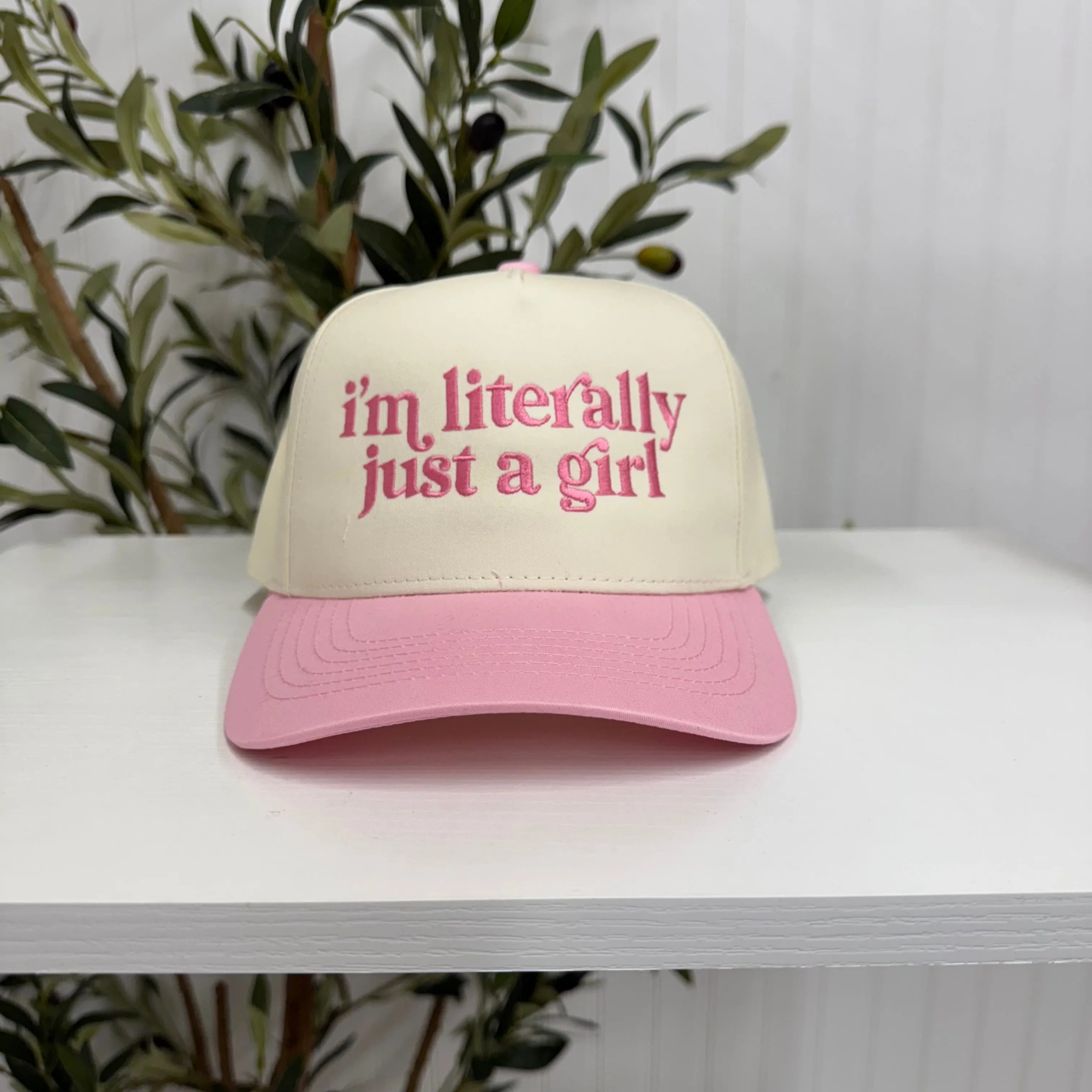 I’m Literally Just A Girl 5-Panel Two-Tone Spring Embroidered Baseball Cap